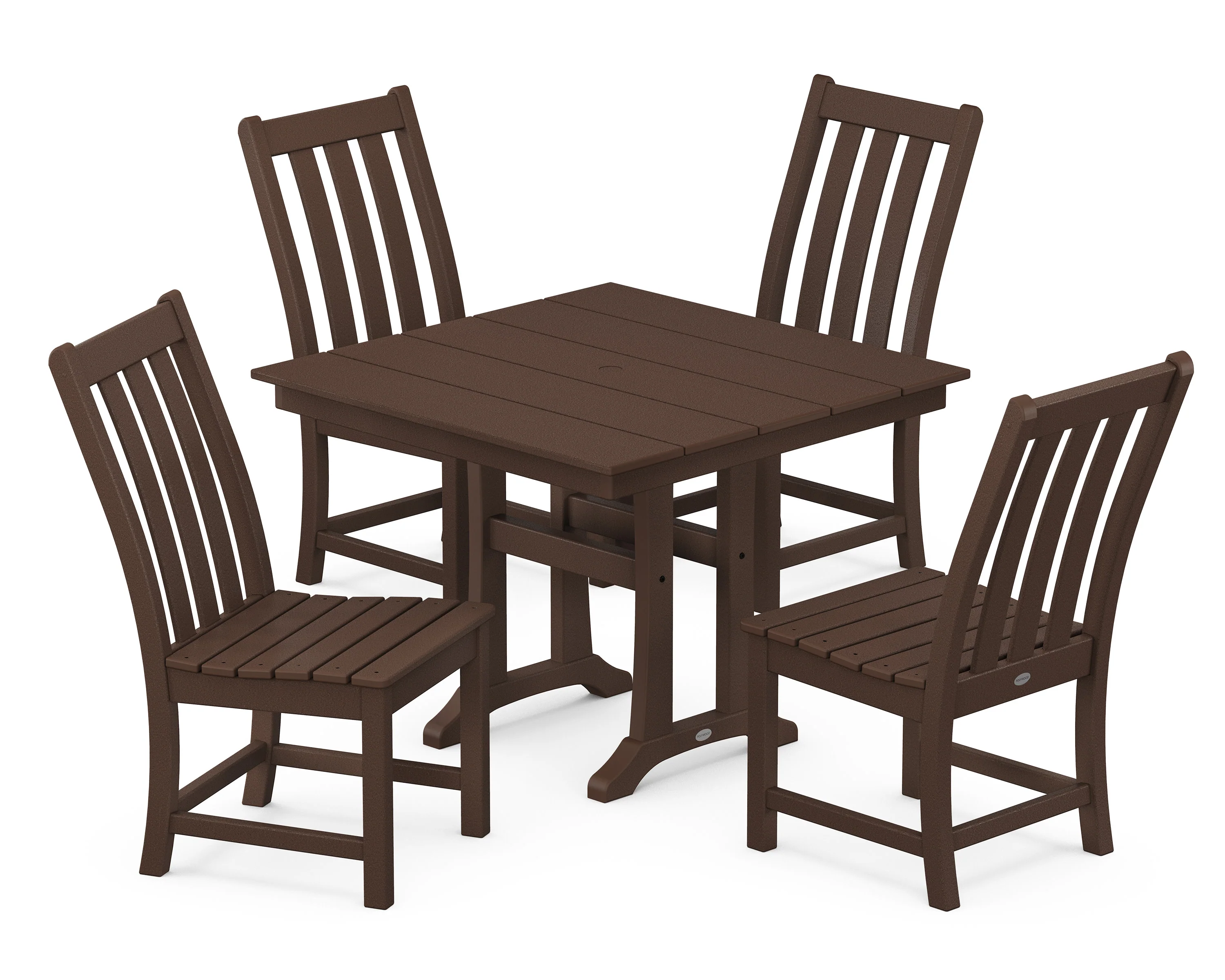 Vineyard 5-Piece Farmhouse Trestle Side Chair Dining Set - Image 8
