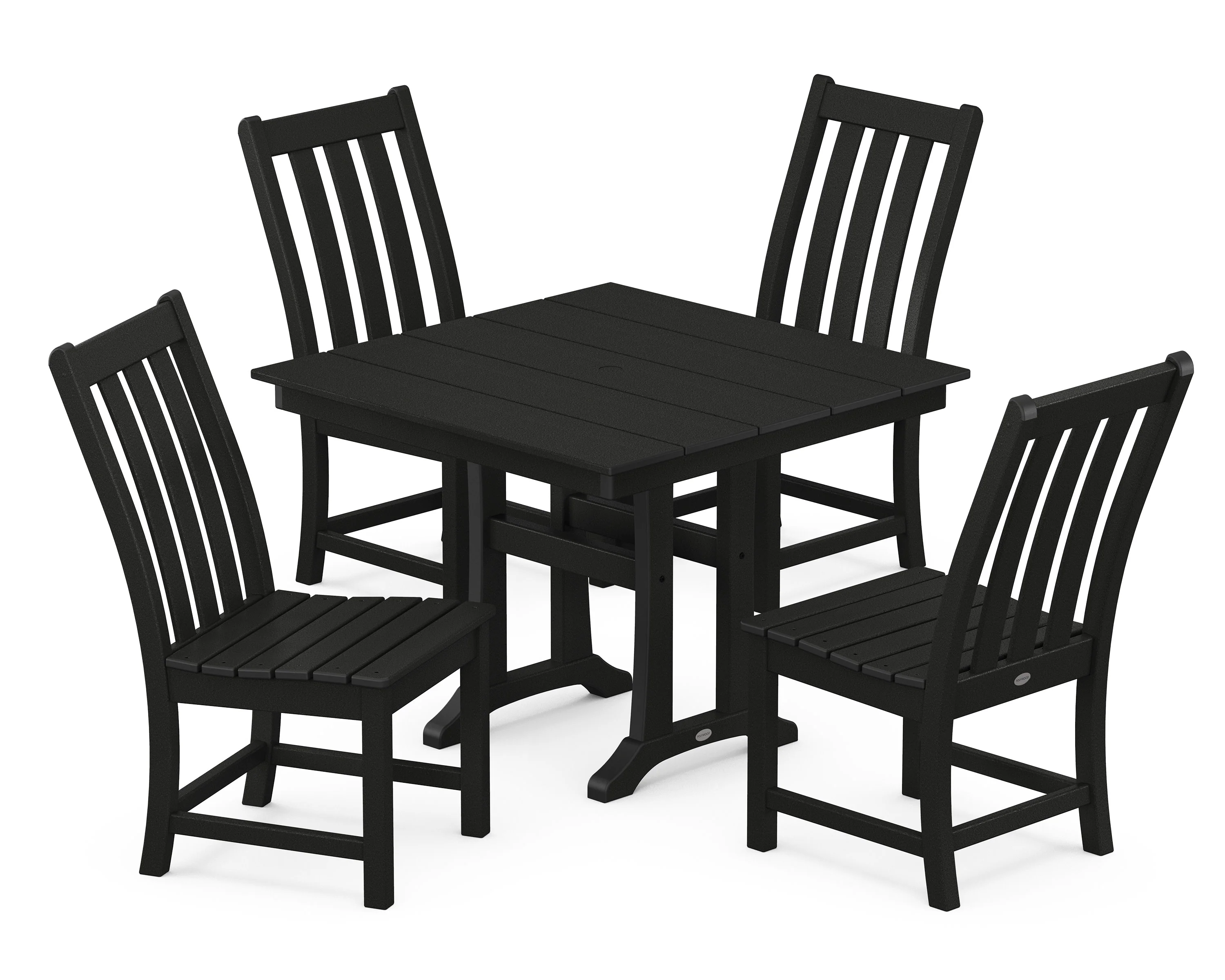 Vineyard 5-Piece Farmhouse Trestle Side Chair Dining Set - Image 9