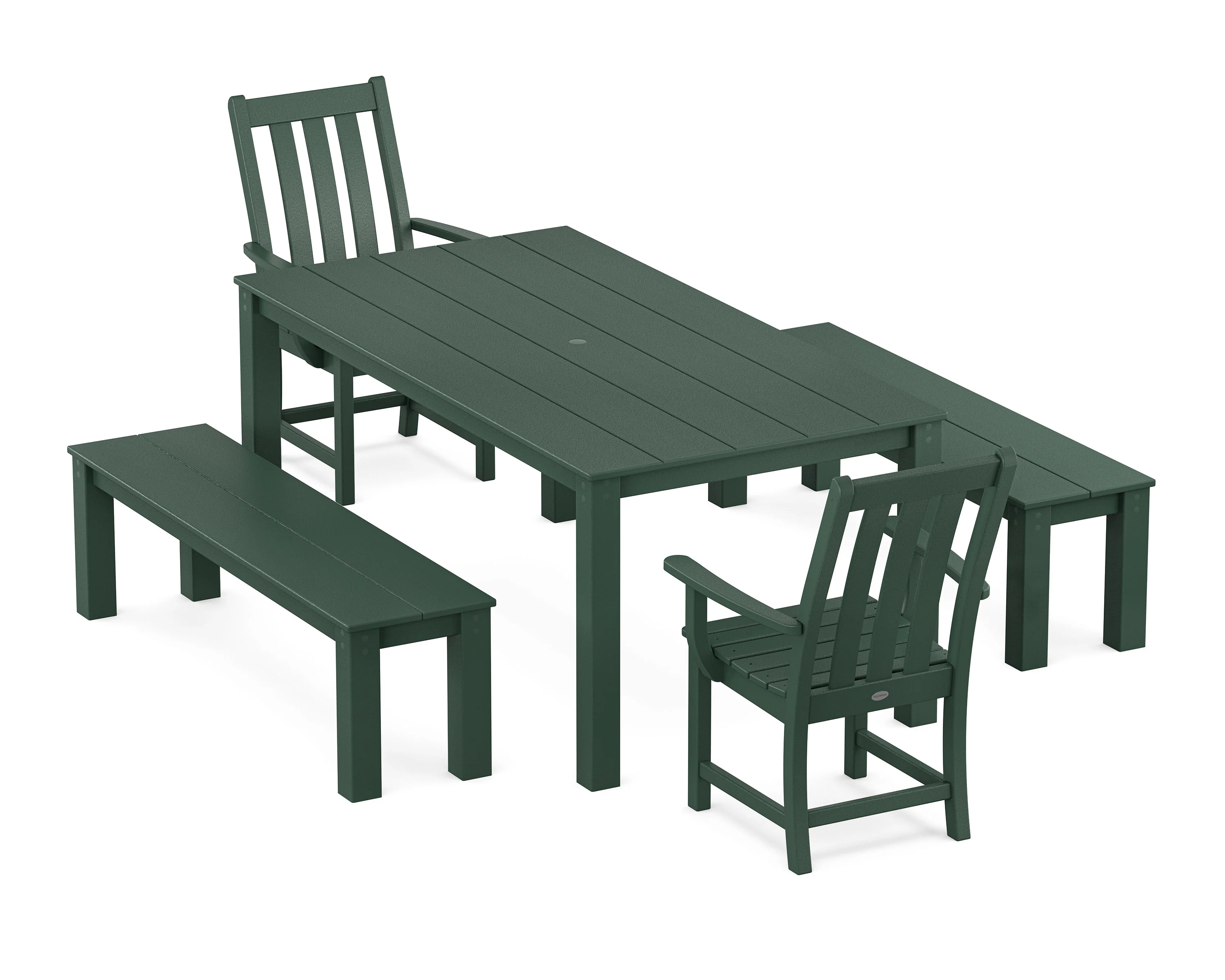 Vineyard 5-Piece Parsons Dining Set with Benches - Image 4