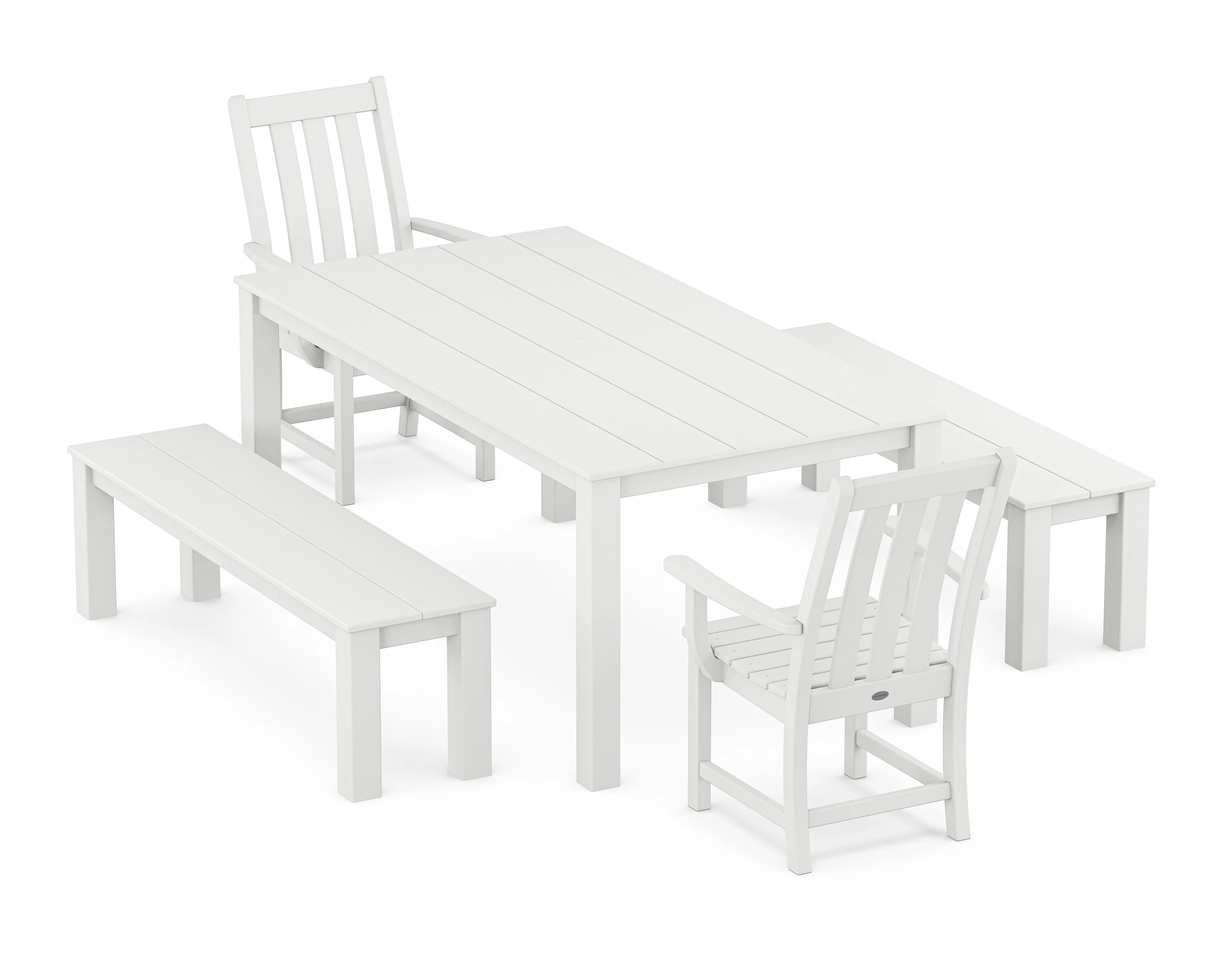 Vineyard 5-Piece Parsons Dining Set with Benches - Image 9