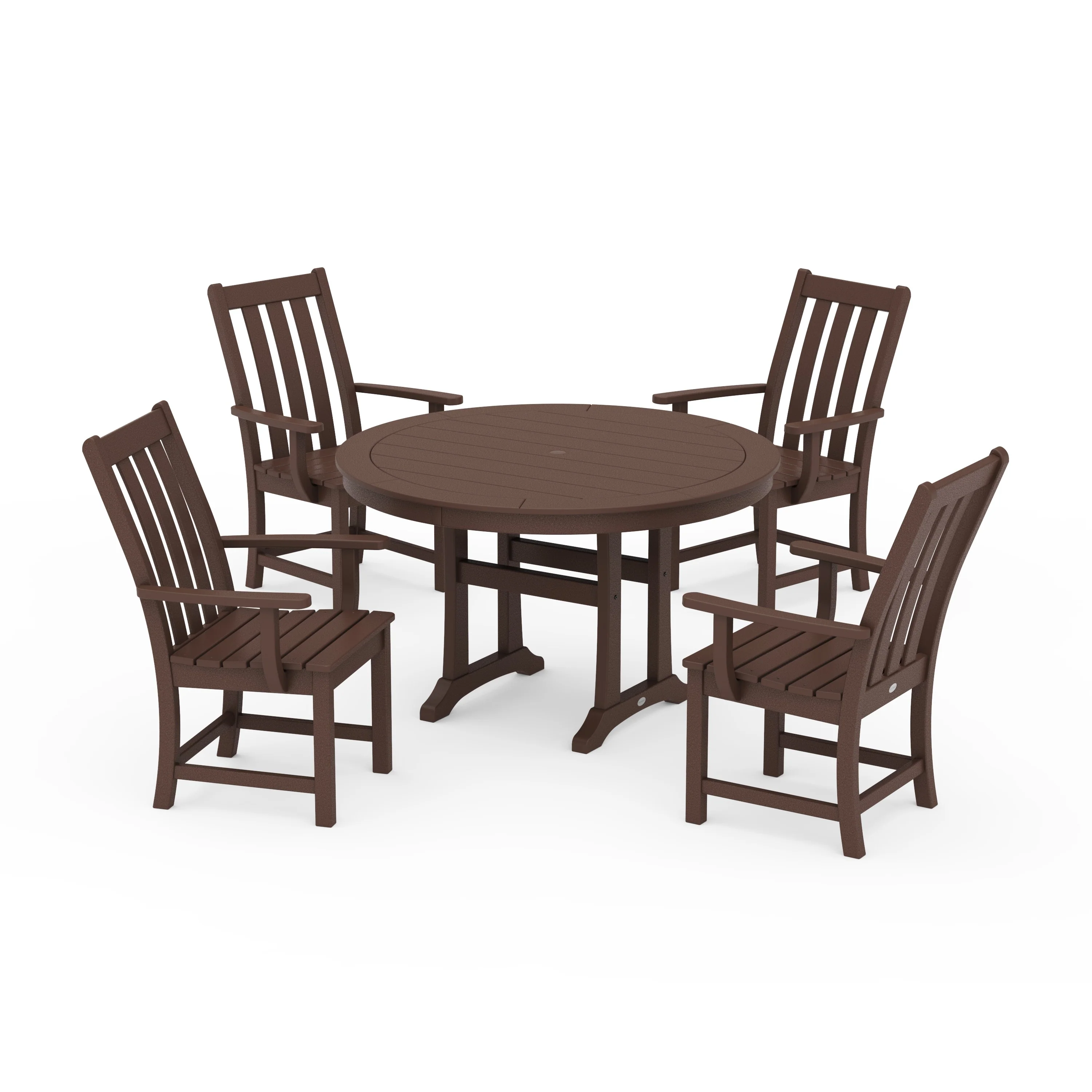 Vineyard 5-Piece Round Dining Set with Trestle Legs - Image 5