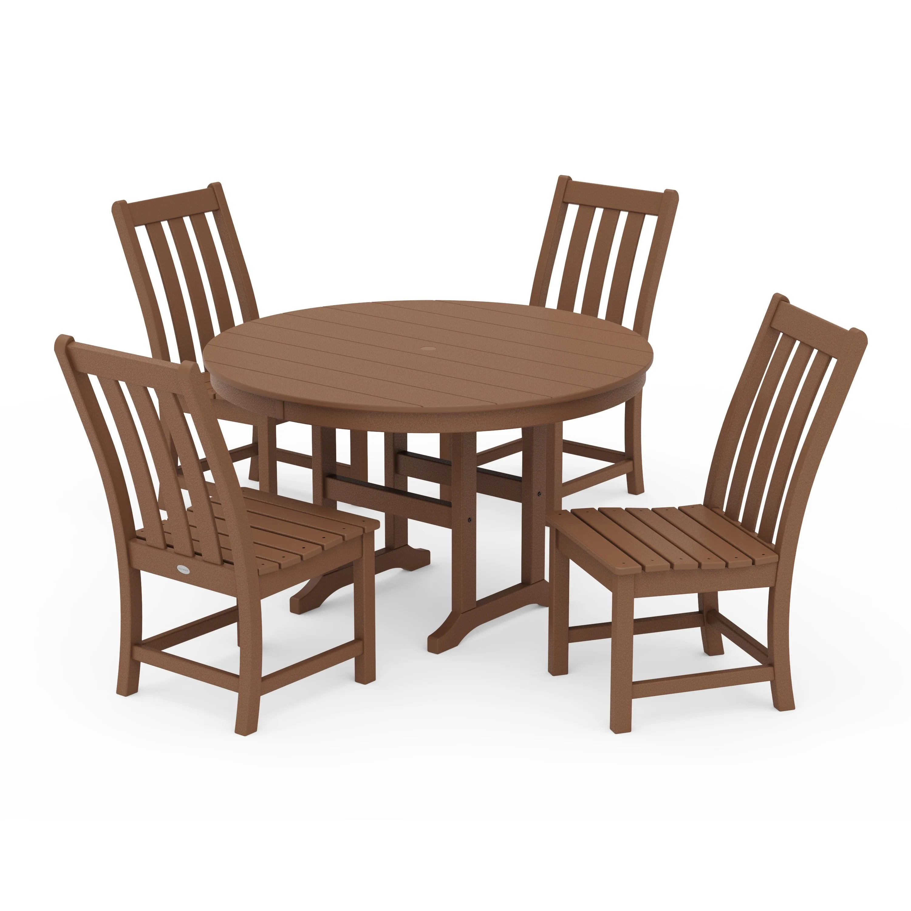 Vineyard 5-Piece Round Farmhouse Side Chair Dining Set - Image 7