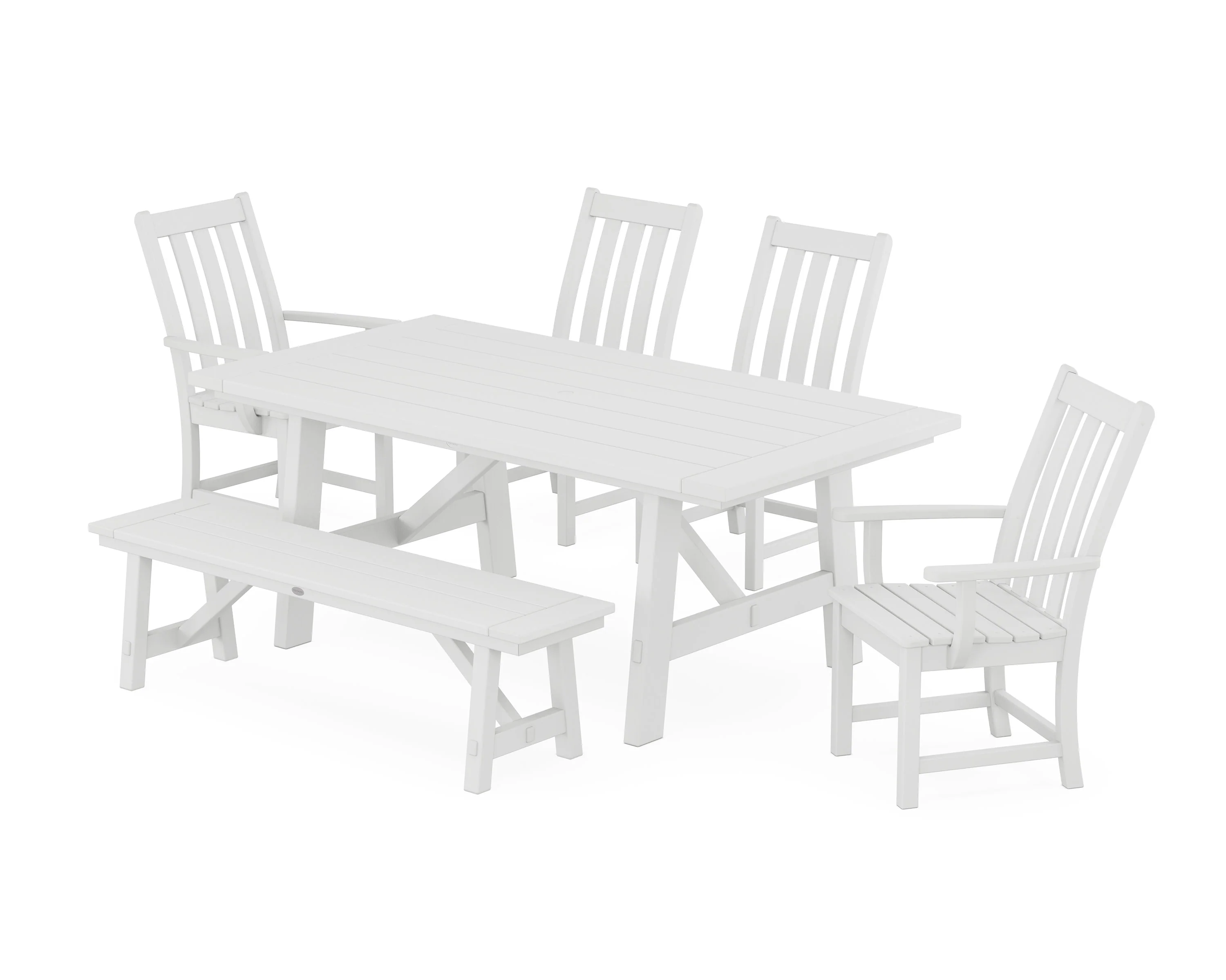Vineyard 6-Piece Rustic Farmhouse Dining Set With Bench - Image 10