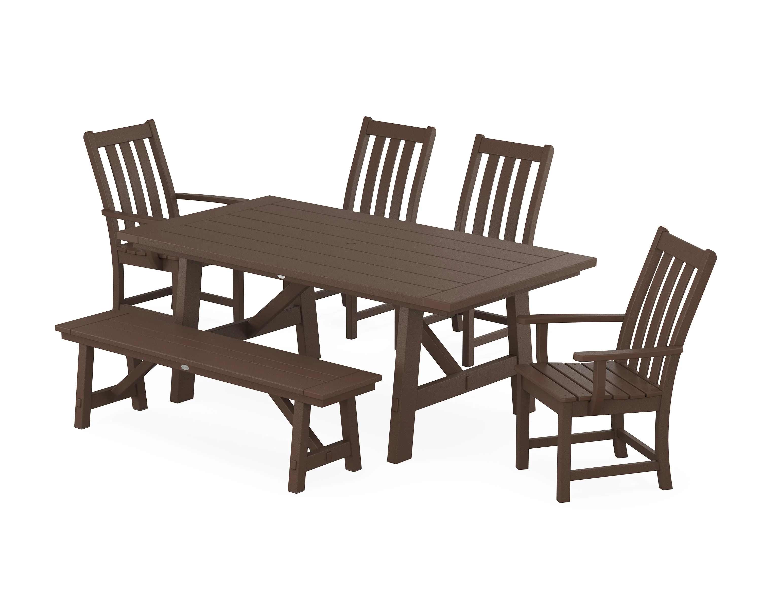Vineyard 6-Piece Rustic Farmhouse Dining Set With Bench - Image 11