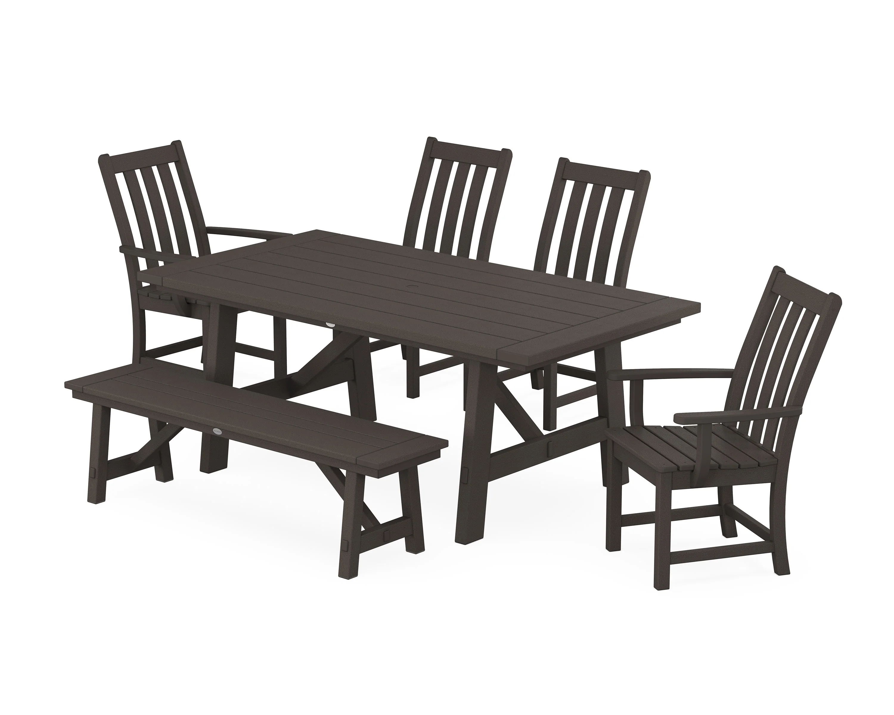 Vineyard 6-Piece Rustic Farmhouse Dining Set With Bench - Image 12