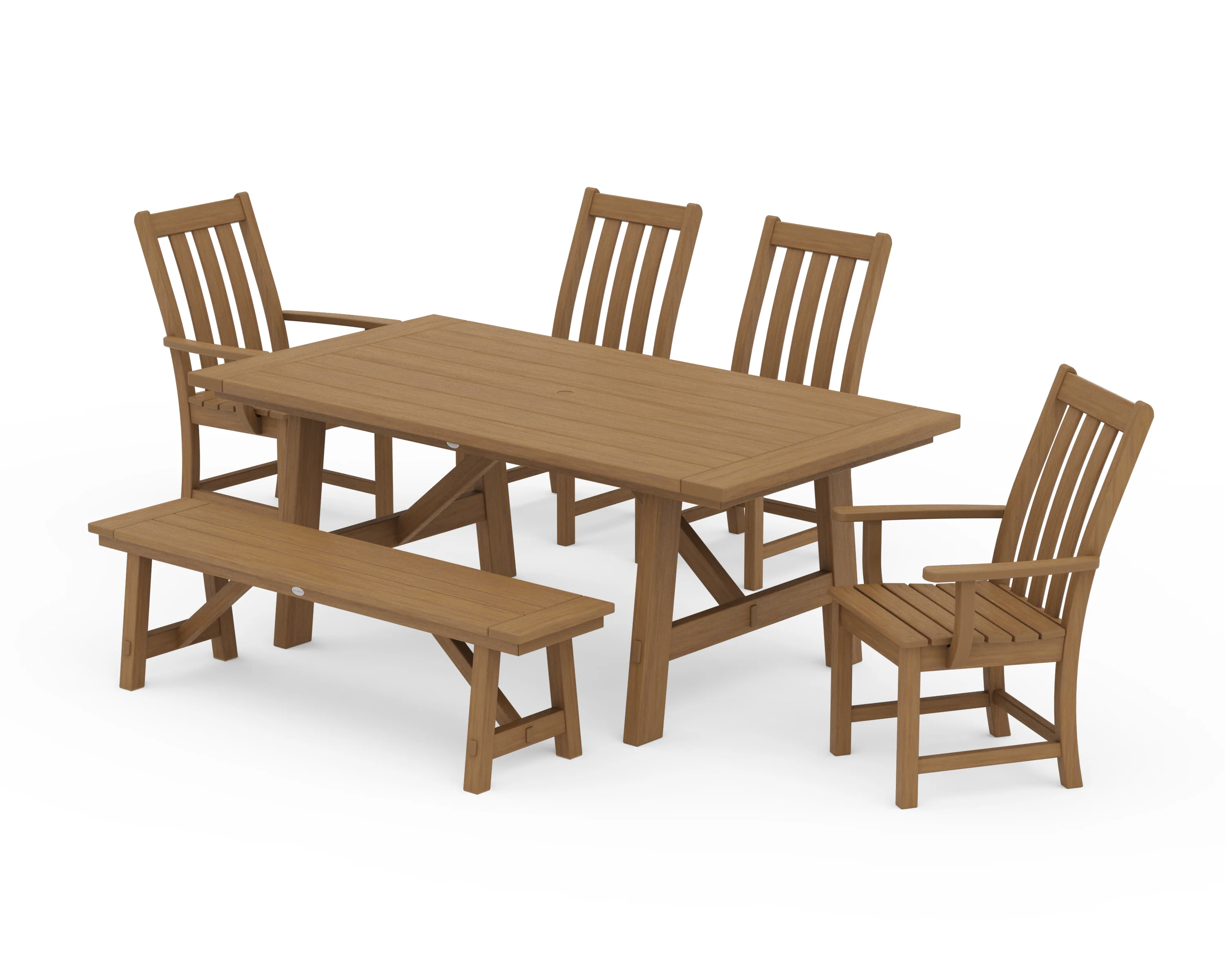 Vineyard 6-Piece Rustic Farmhouse Dining Set With Bench - Image 13