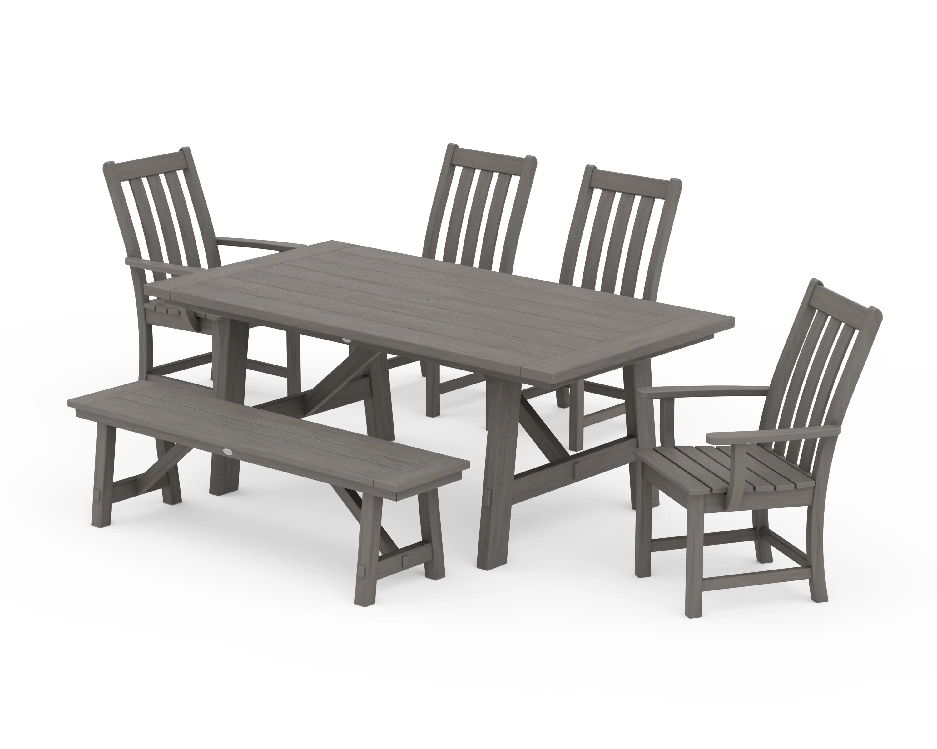 Vineyard 6-Piece Rustic Farmhouse Dining Set With Bench - Image 14
