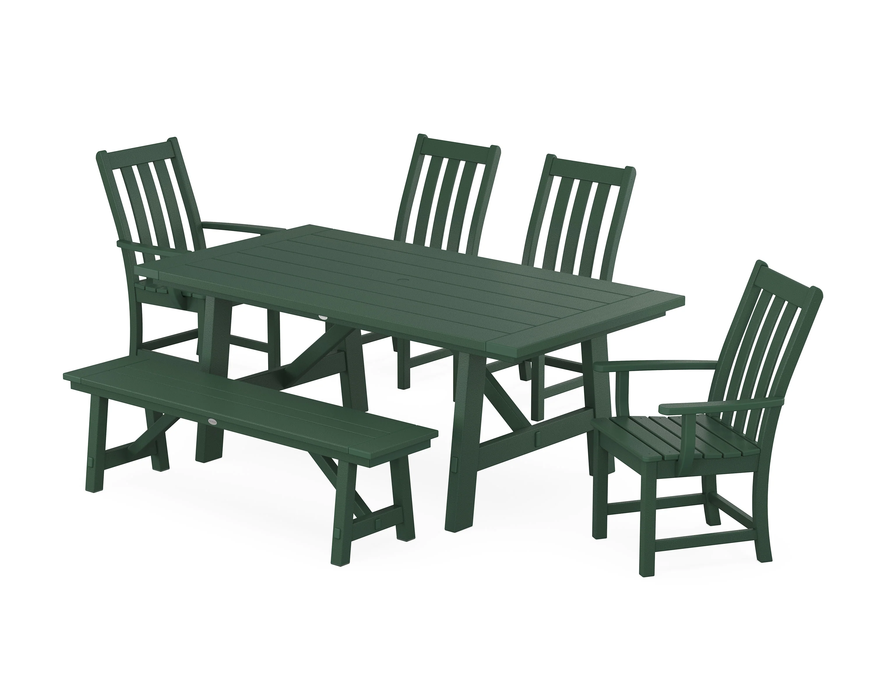 Vineyard 6-Piece Rustic Farmhouse Dining Set With Bench - Image 5