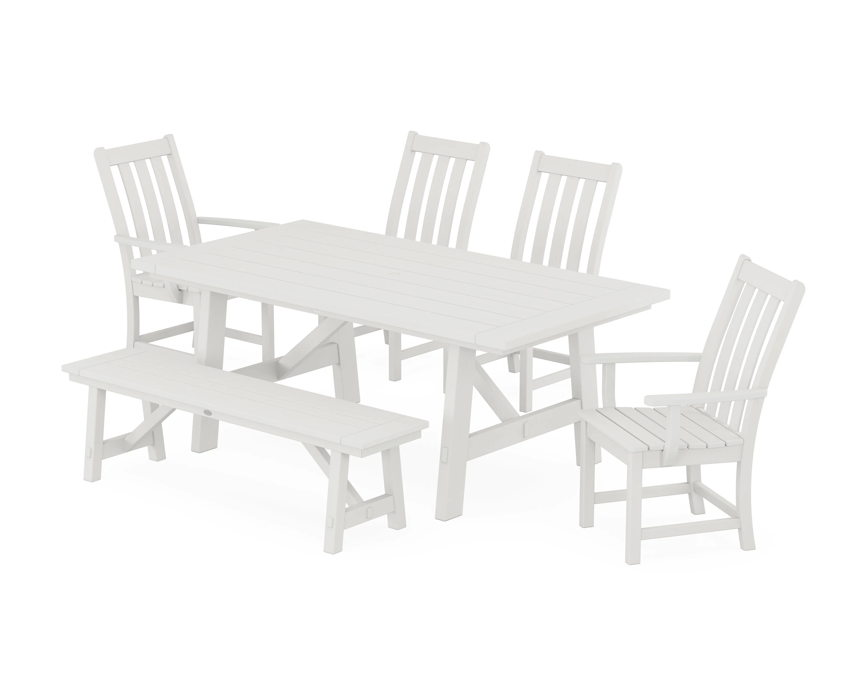 Vineyard 6-Piece Rustic Farmhouse Dining Set With Bench - Image 6
