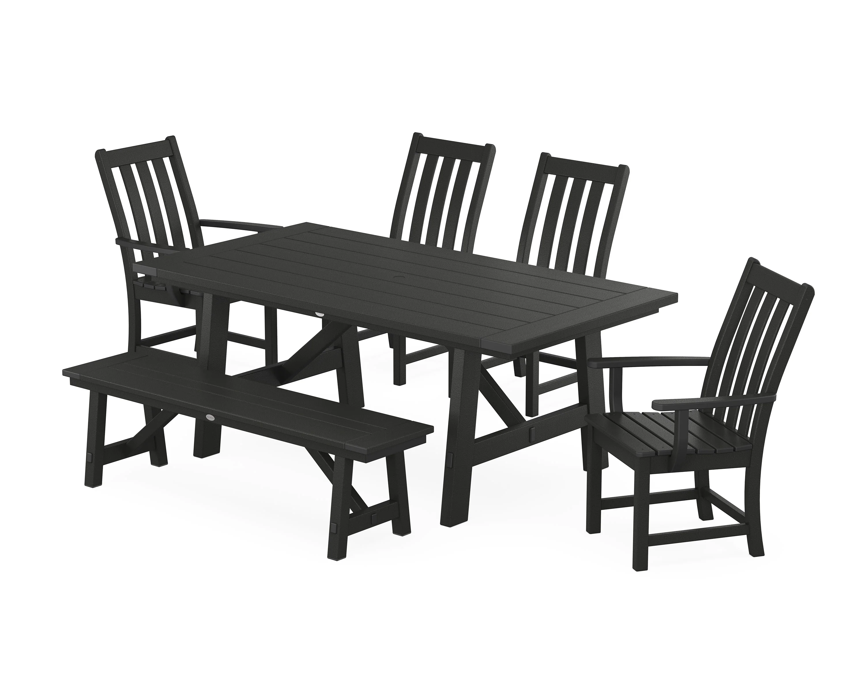 Vineyard 6-Piece Rustic Farmhouse Dining Set With Bench - Image 7