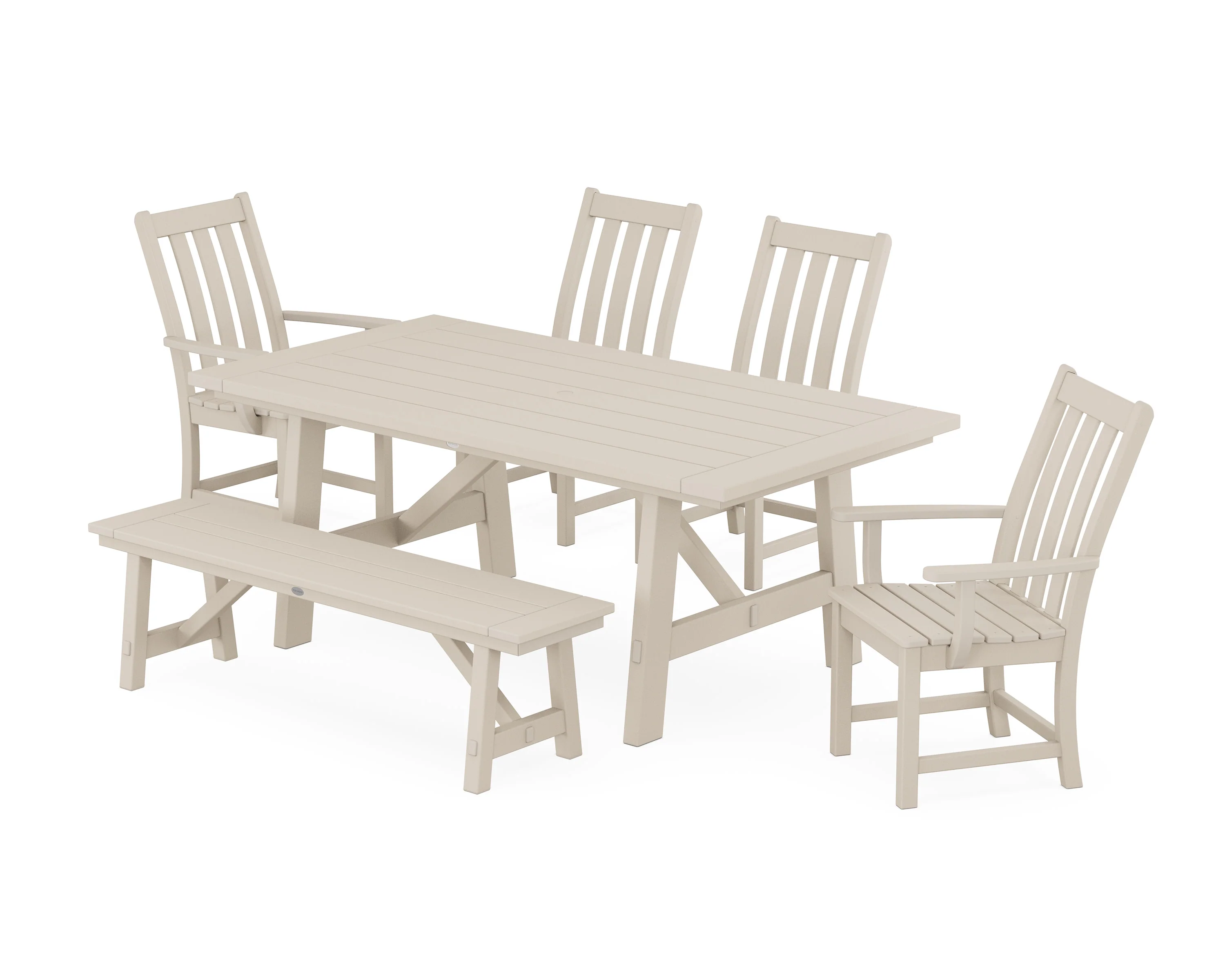 Vineyard 6-Piece Rustic Farmhouse Dining Set With Bench - Image 8