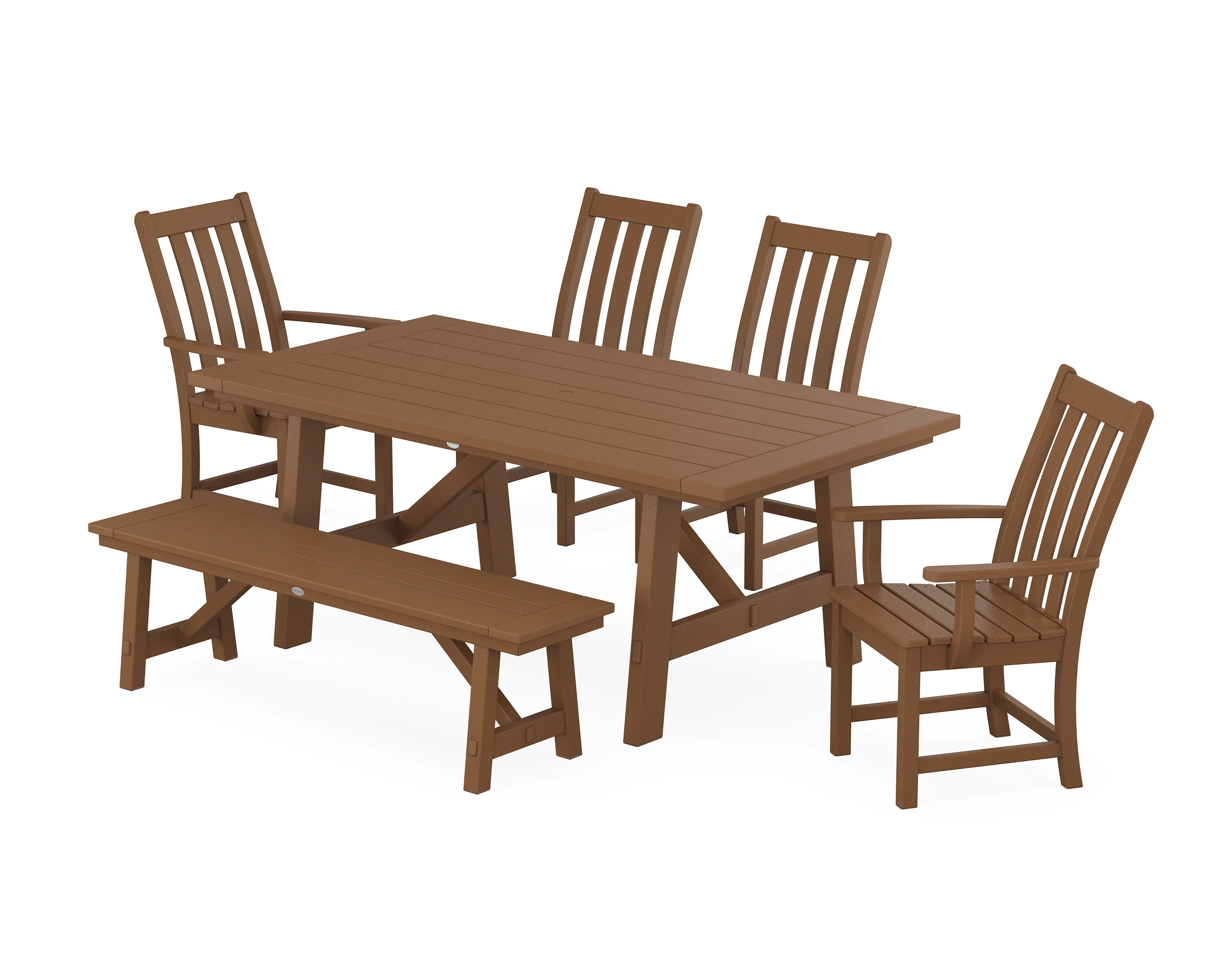 Vineyard 6-Piece Rustic Farmhouse Dining Set With Bench - Image 9