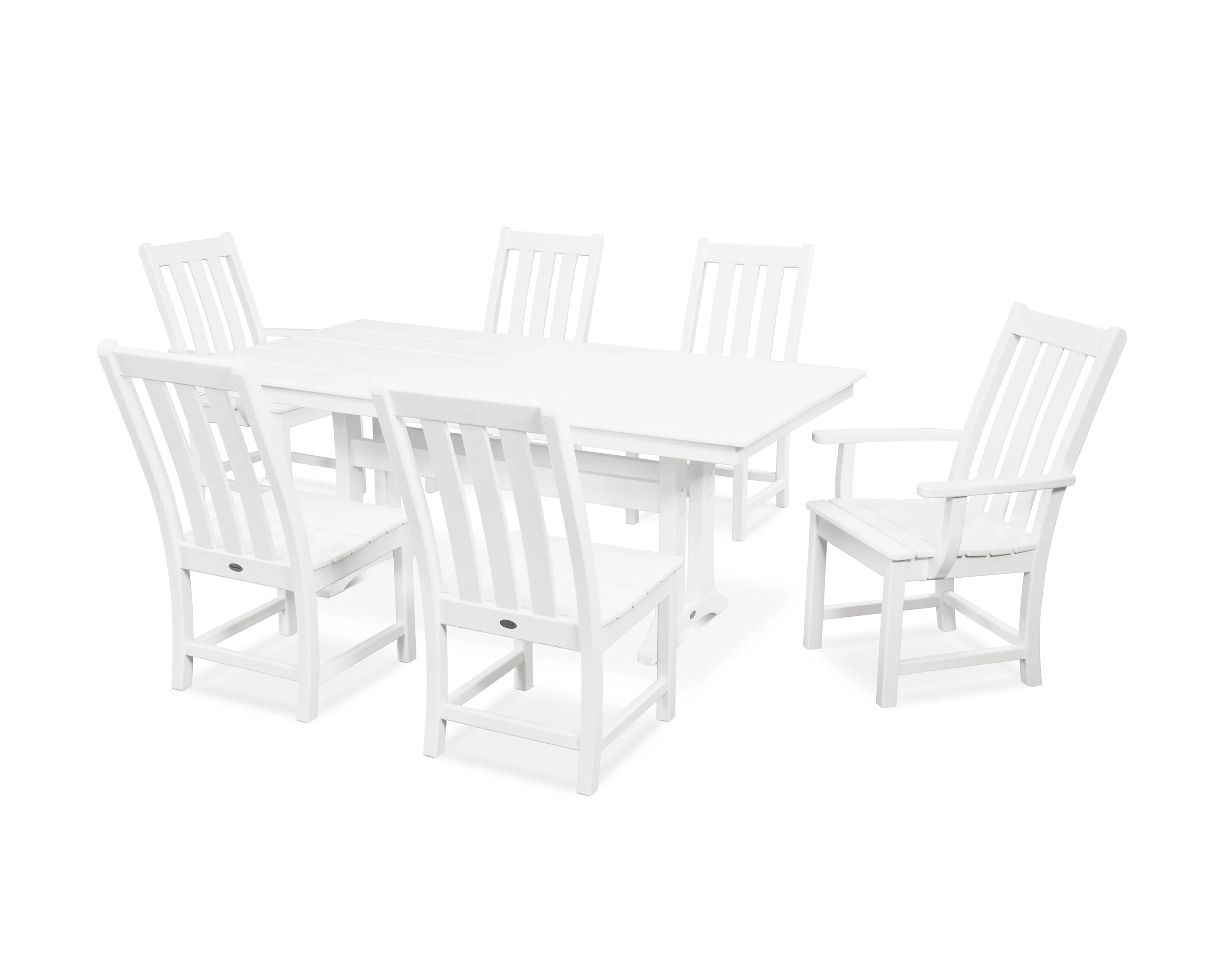 Vineyard 7-Piece Farmhouse Dining Set with Trestle Legs - Image 11