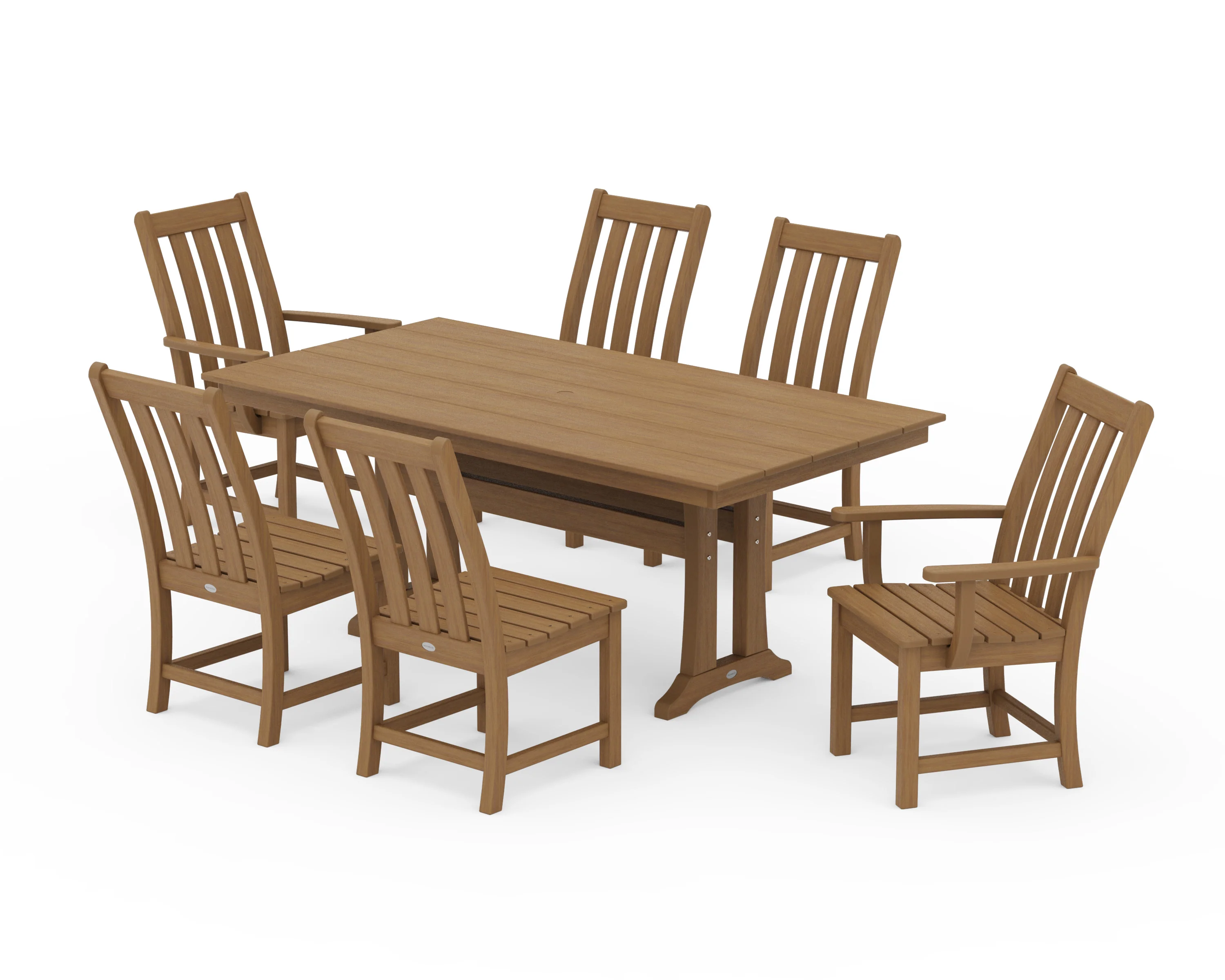 Vineyard 7-Piece Farmhouse Dining Set with Trestle Legs - Image 14