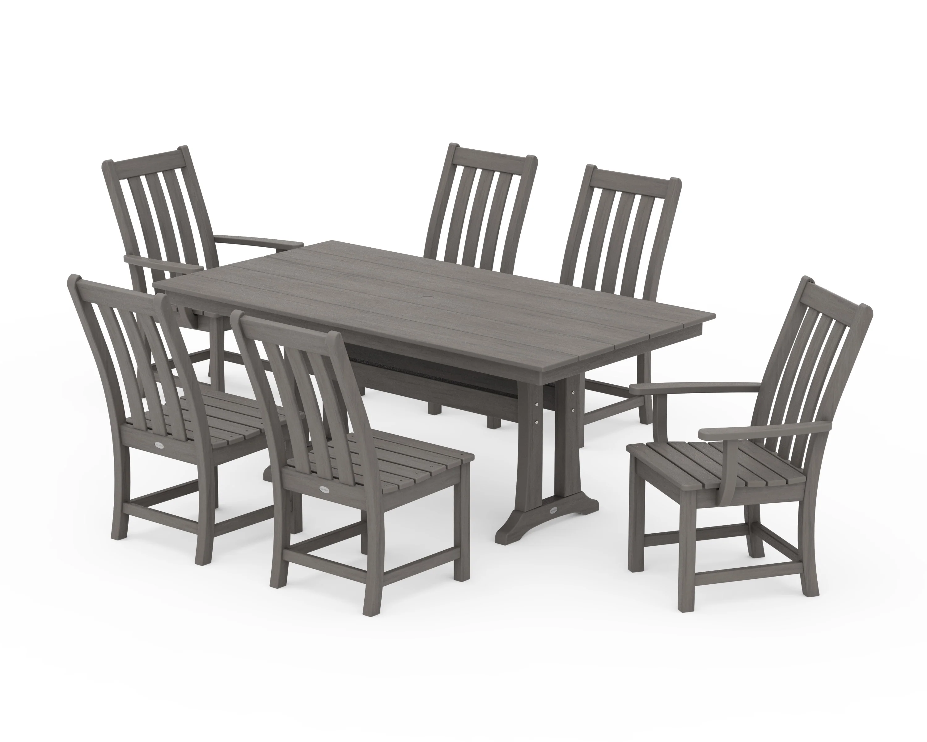 Vineyard 7-Piece Farmhouse Dining Set with Trestle Legs - Image 15
