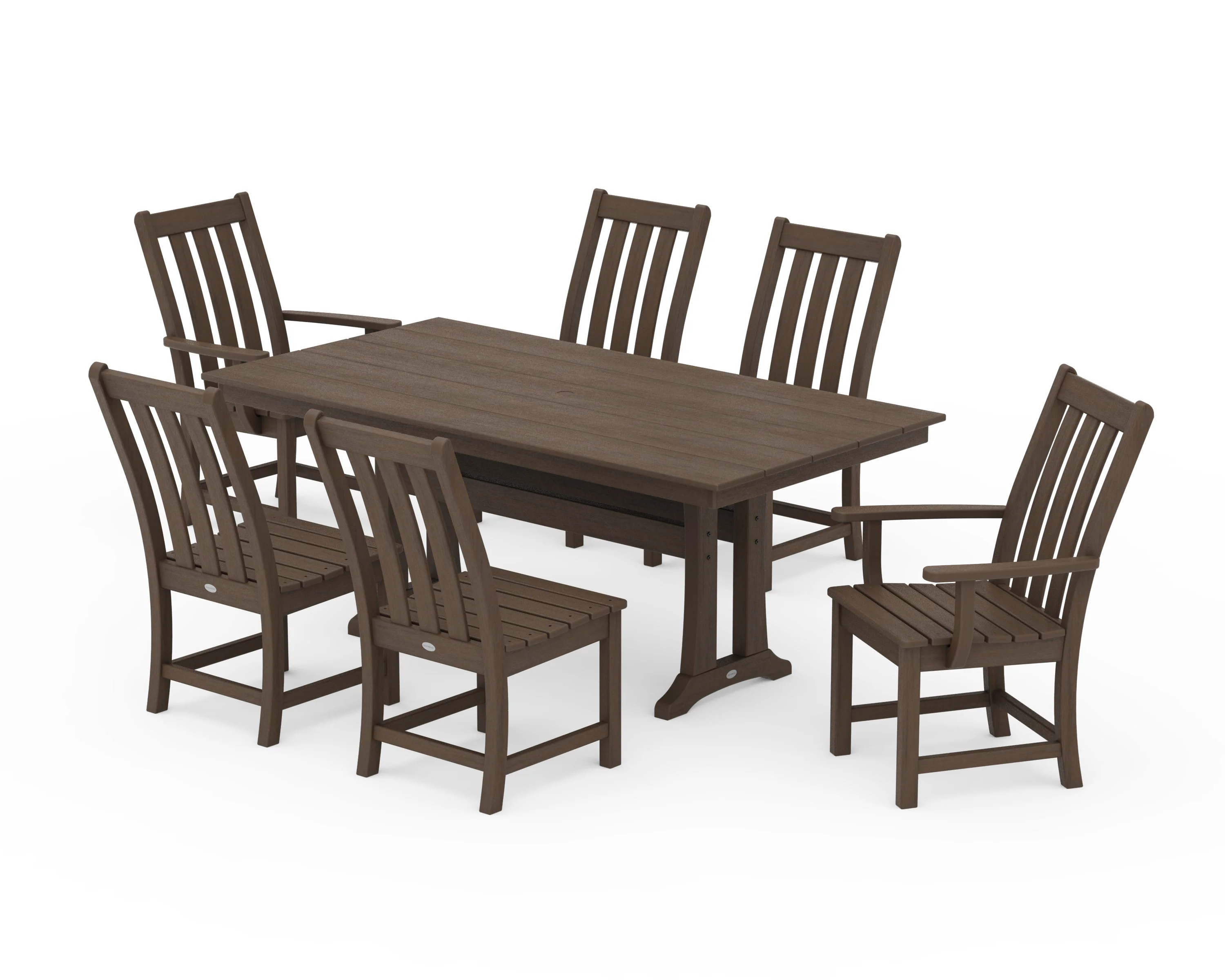 Vineyard 7-Piece Farmhouse Dining Set with Trestle Legs - Image 16