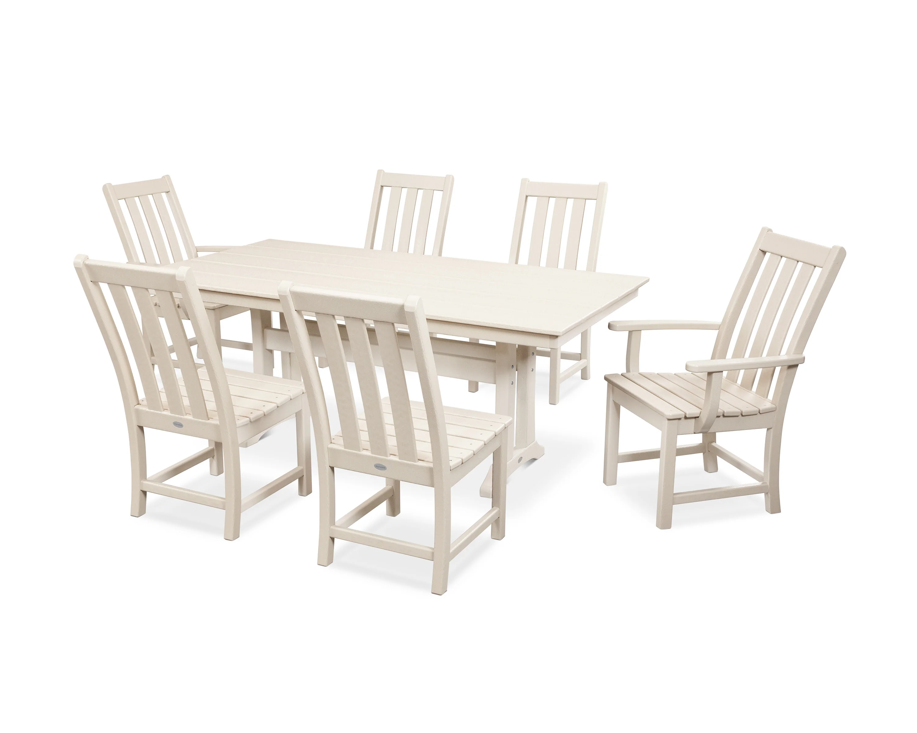 Vineyard 7-Piece Farmhouse Dining Set with Trestle Legs - Image 5