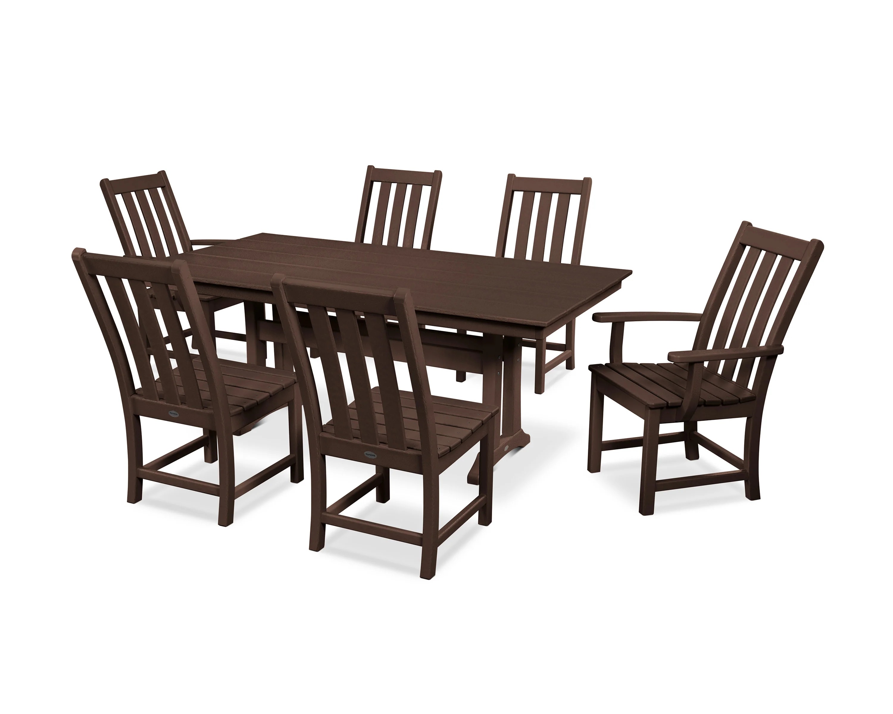 Vineyard 7-Piece Farmhouse Dining Set with Trestle Legs - Image 7