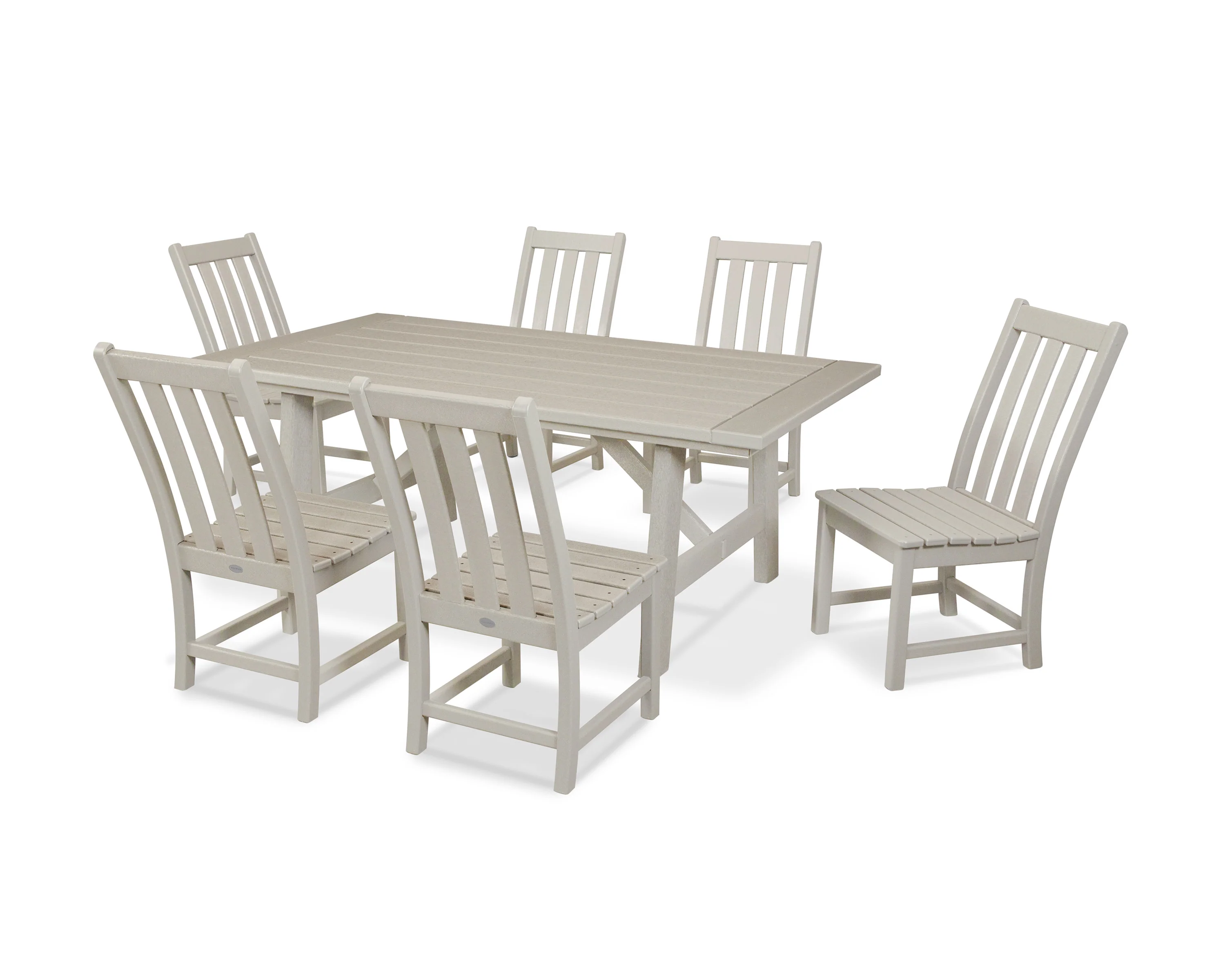 Vineyard 7-Piece Rustic Farmhouse Side Chair Dining Set - Image 10