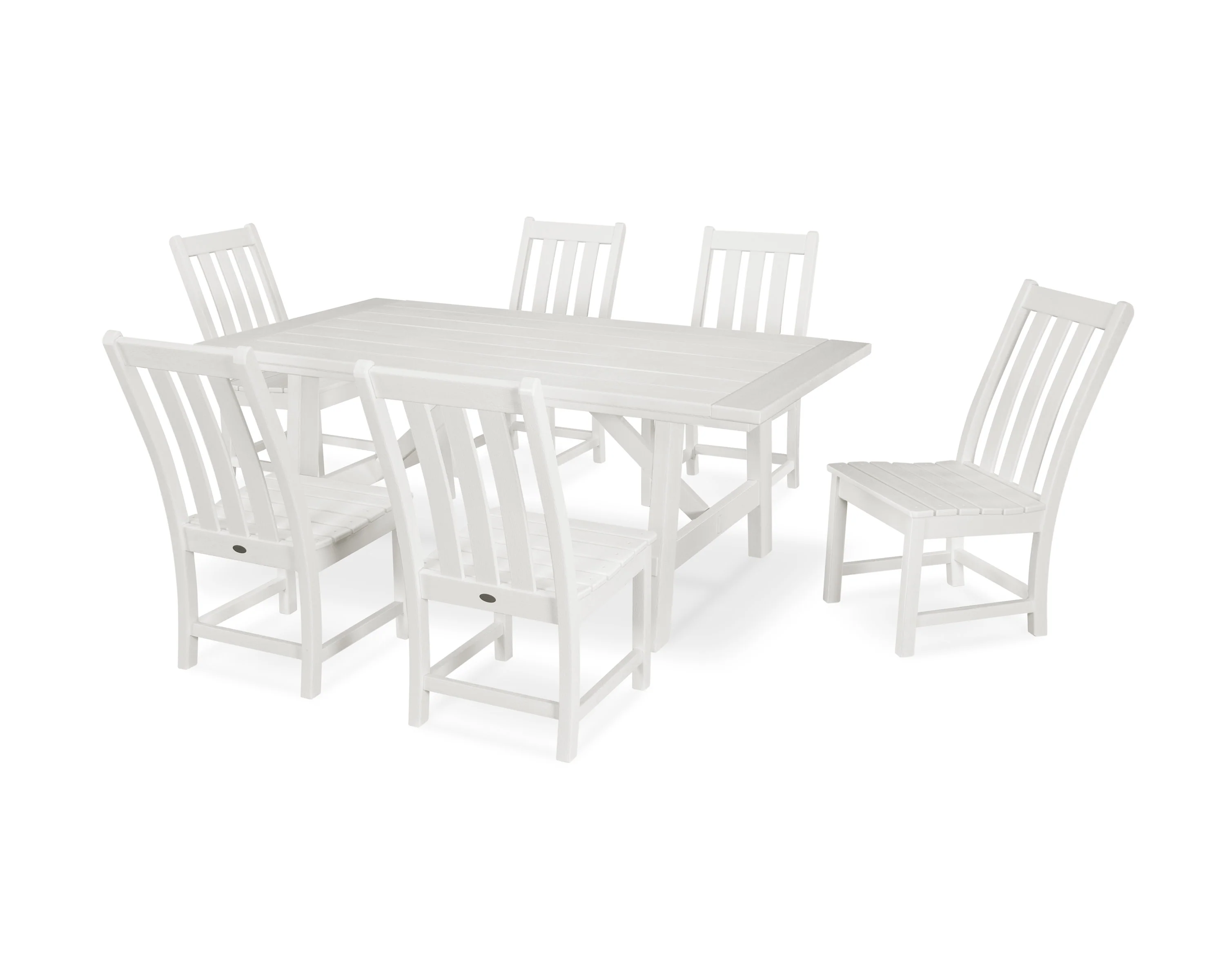 Vineyard 7-Piece Rustic Farmhouse Side Chair Dining Set - Image 13