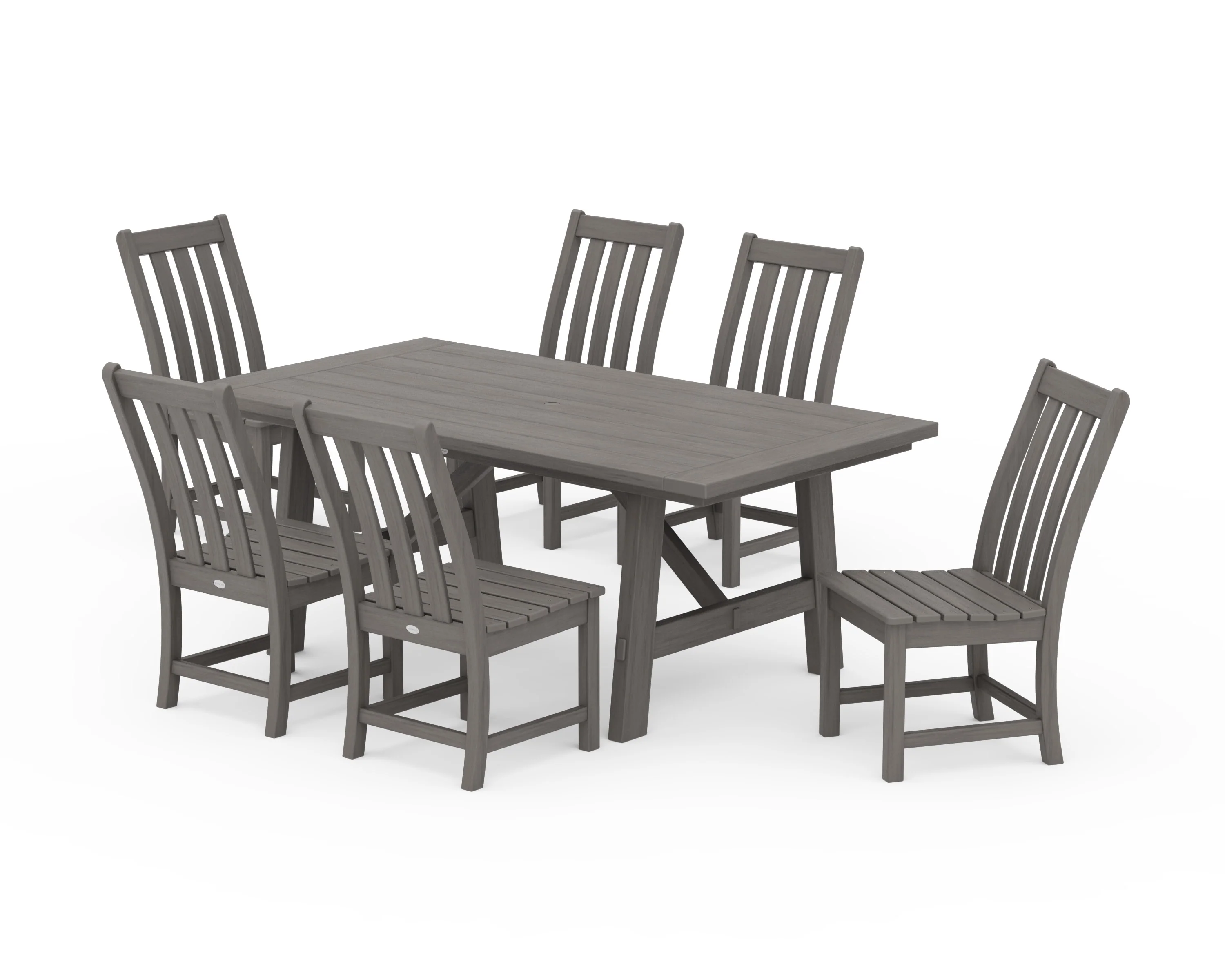 Vineyard 7-Piece Rustic Farmhouse Side Chair Dining Set - Image 15