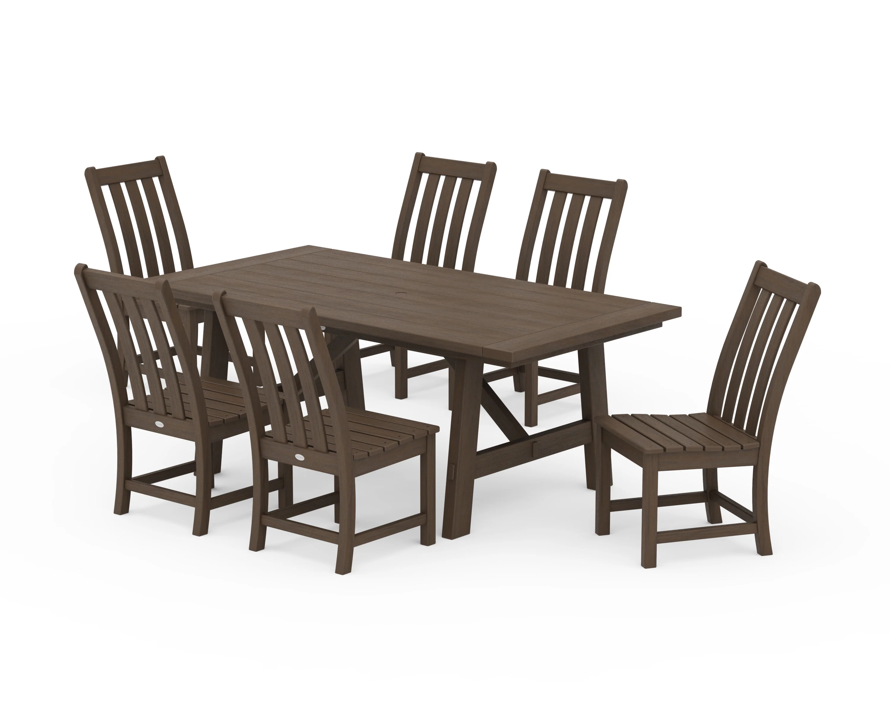 Vineyard 7-Piece Rustic Farmhouse Side Chair Dining Set - Image 16