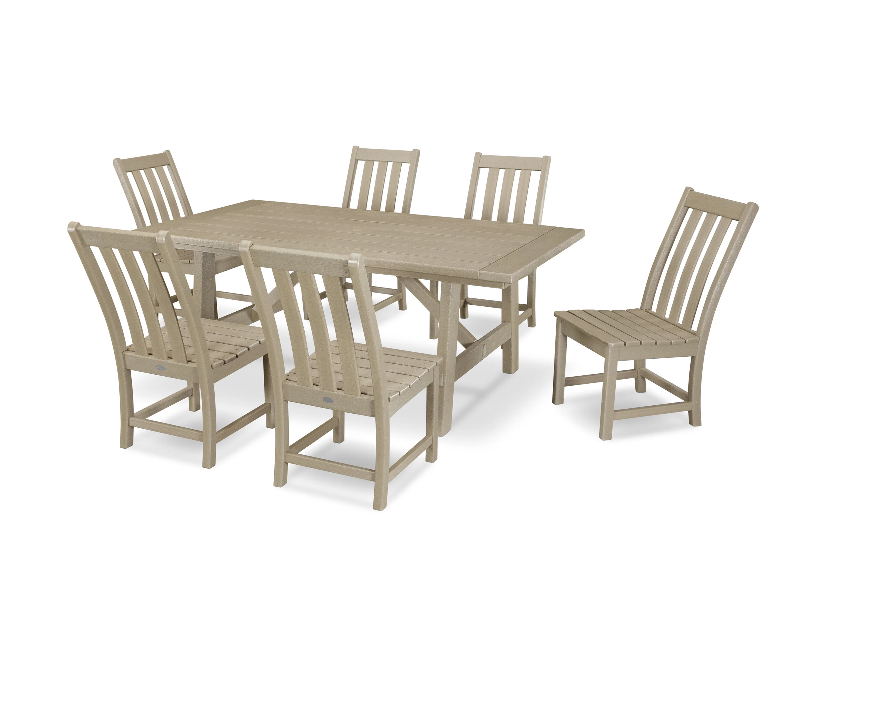 Vineyard 7-Piece Rustic Farmhouse Side Chair Dining Set - Image 6