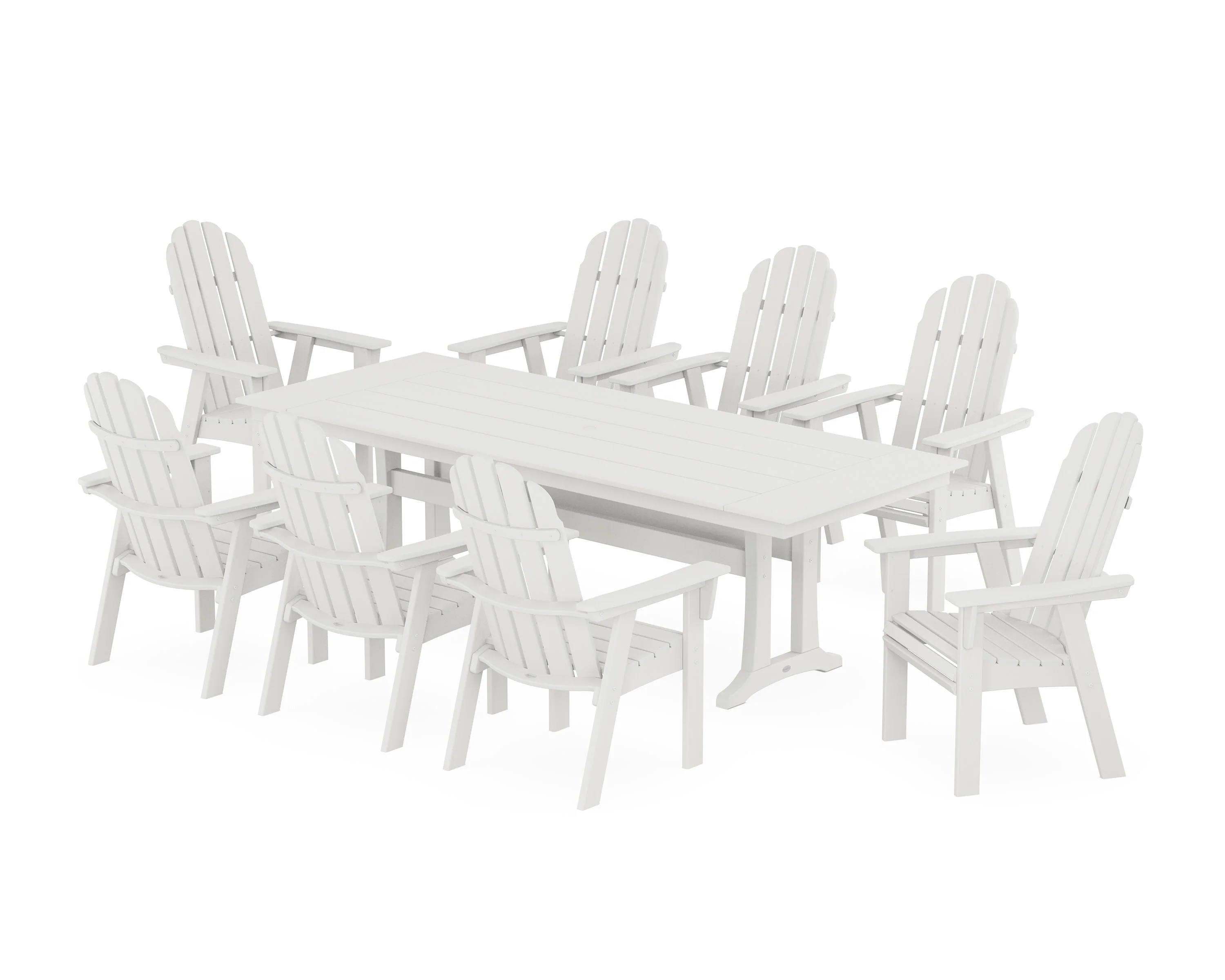 Vineyard 9-Piece Curveback Adirondack Farmhouse Dining Set with Trestle Legs - Image 10