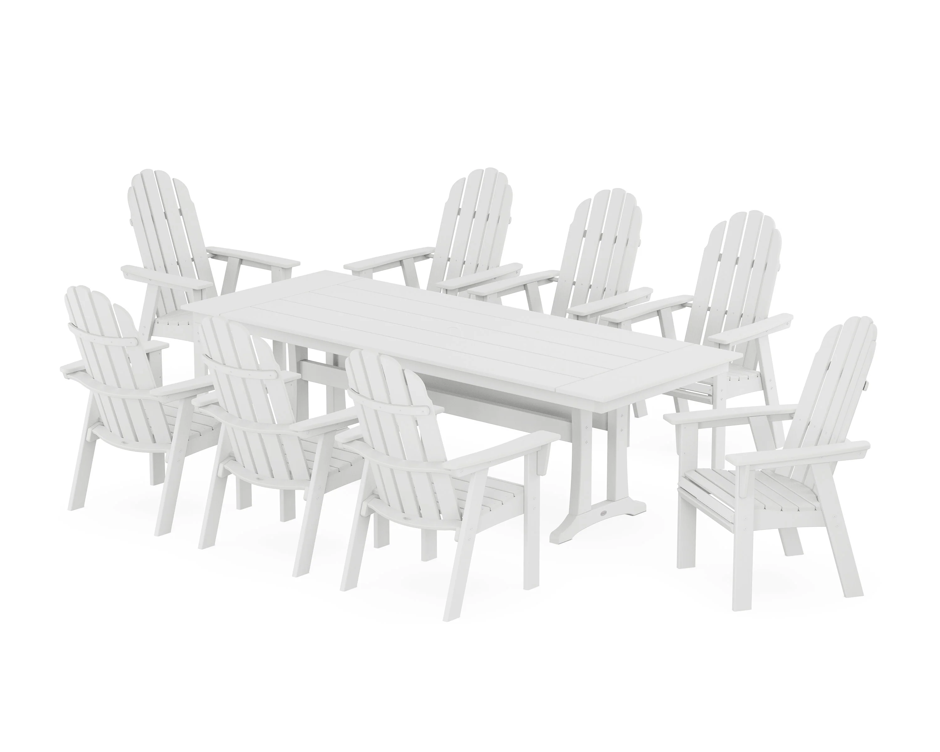 Vineyard 9-Piece Curveback Adirondack Farmhouse Dining Set with Trestle Legs - Image 11