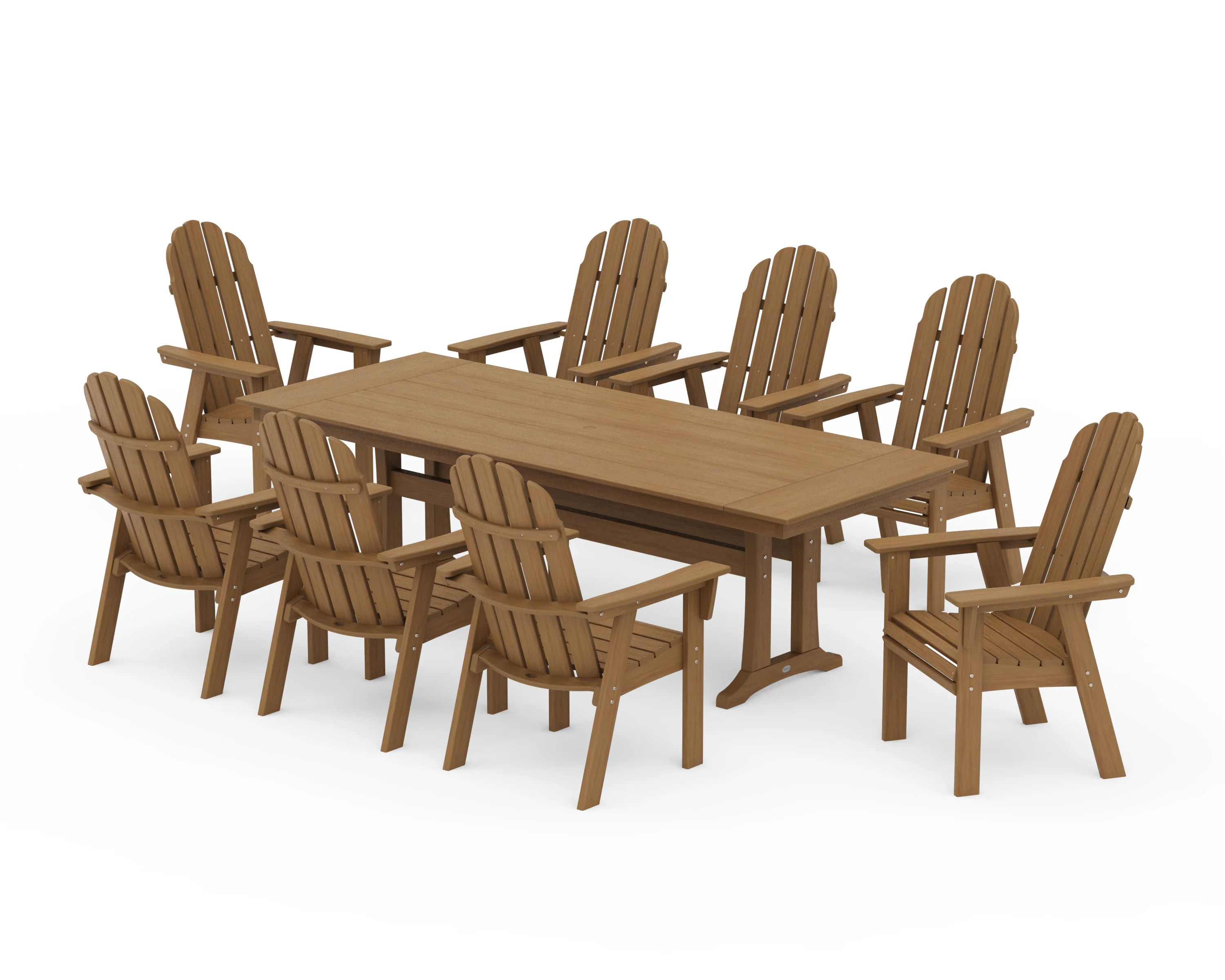 Vineyard 9-Piece Curveback Adirondack Farmhouse Dining Set with Trestle Legs - Image 13