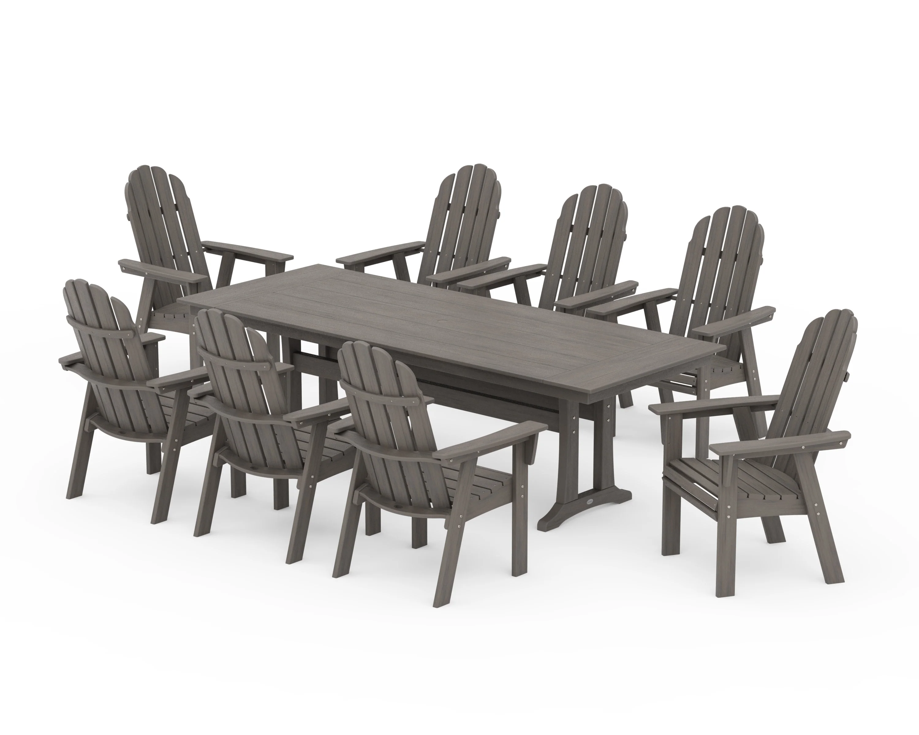 Vineyard 9-Piece Curveback Adirondack Farmhouse Dining Set with Trestle Legs - Image 14