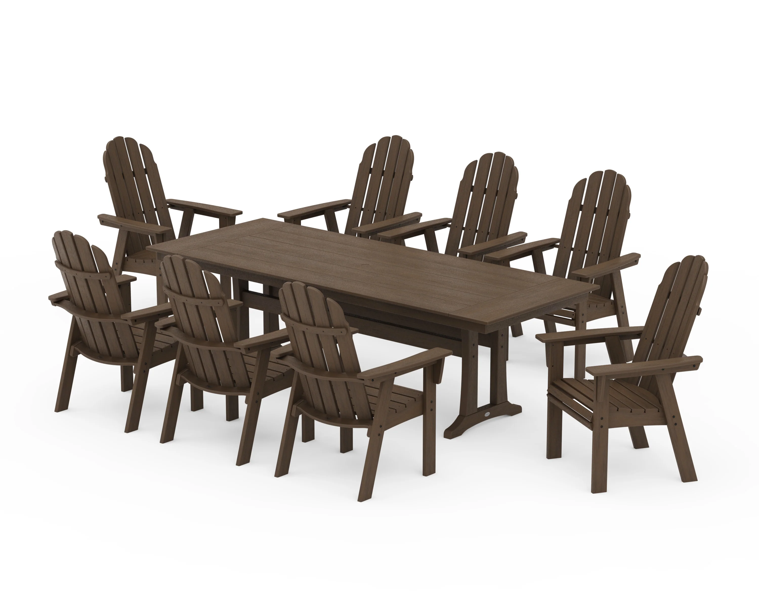 Vineyard 9-Piece Curveback Adirondack Farmhouse Dining Set with Trestle Legs - Image 15