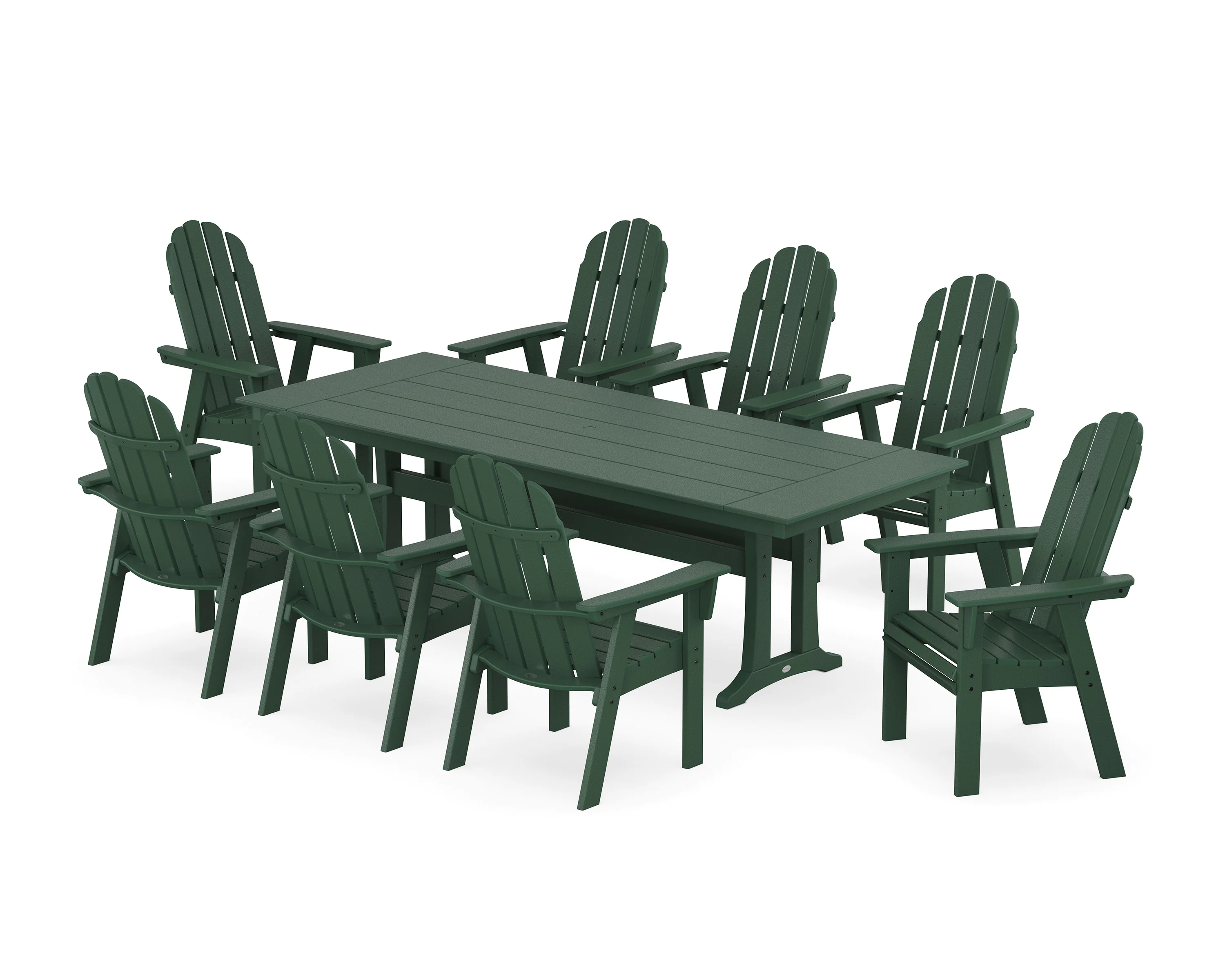 Vineyard 9-Piece Curveback Adirondack Farmhouse Dining Set with Trestle Legs - Image 4
