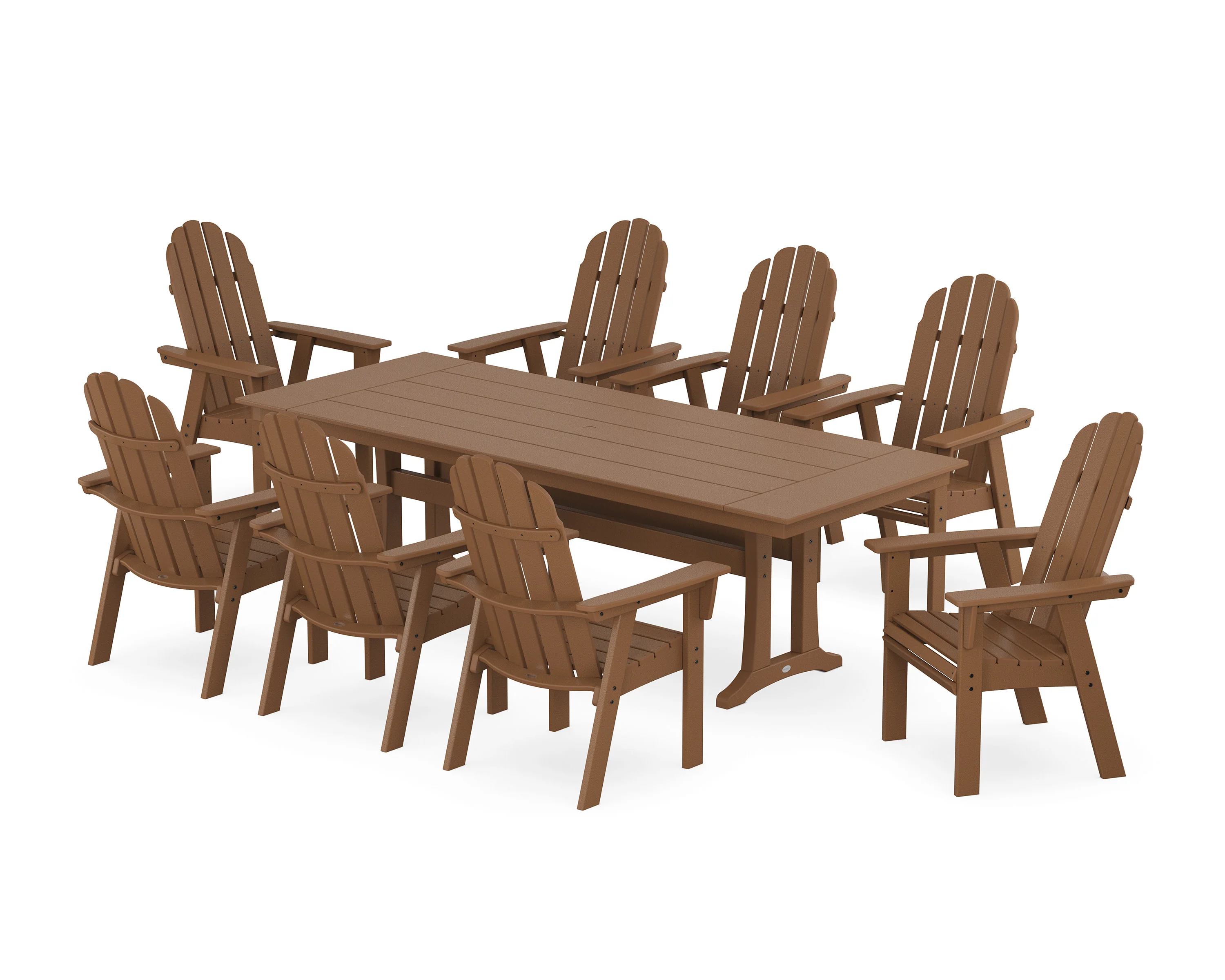 Vineyard 9-Piece Curveback Adirondack Farmhouse Dining Set with Trestle Legs - Image 6