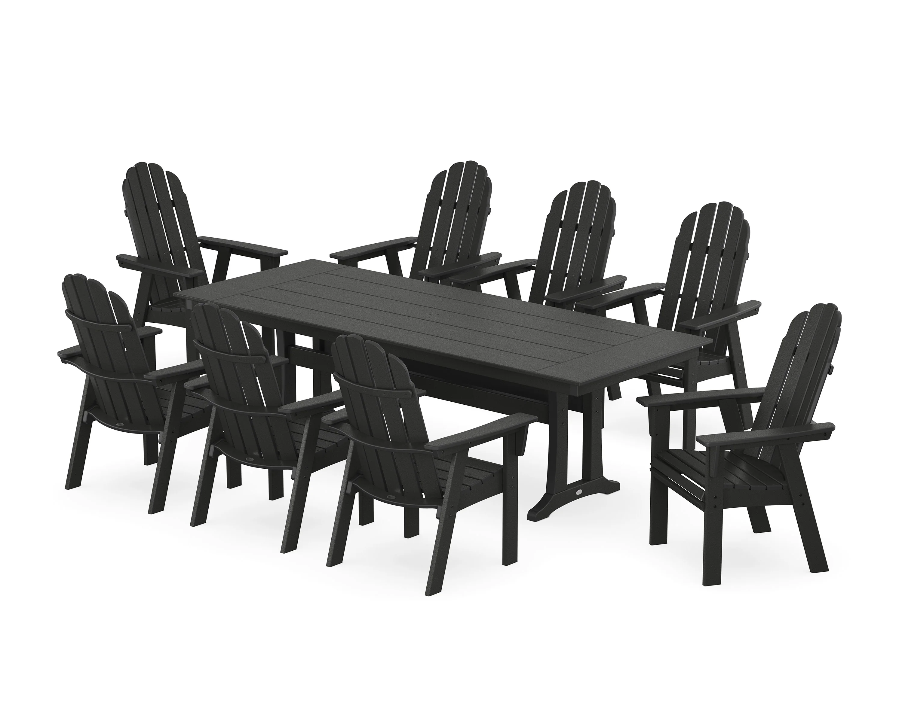 Vineyard 9-Piece Curveback Adirondack Farmhouse Dining Set with Trestle Legs - Image 8