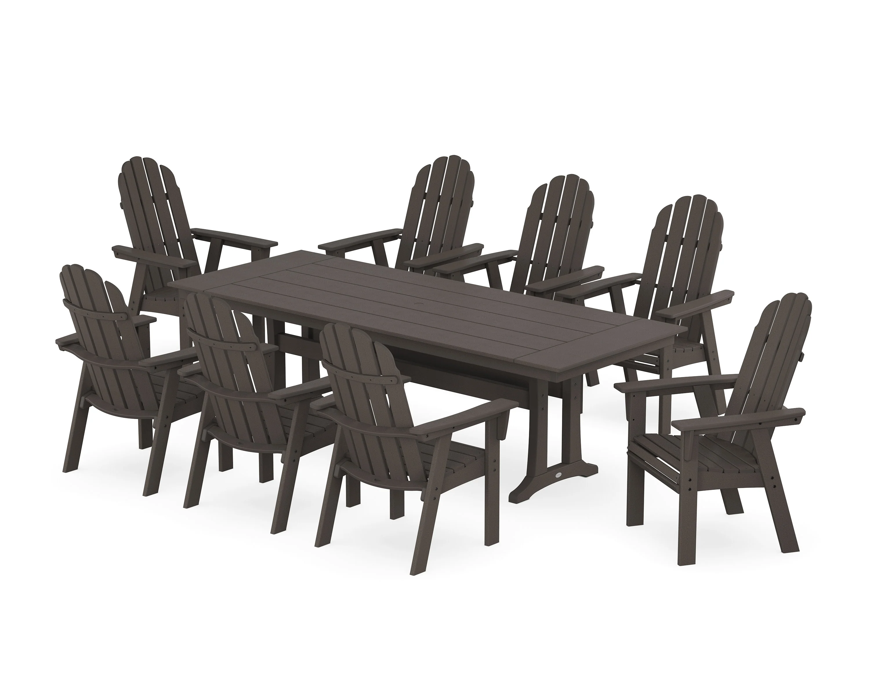 Vineyard 9-Piece Curveback Adirondack Farmhouse Dining Set with Trestle Legs - Image 9