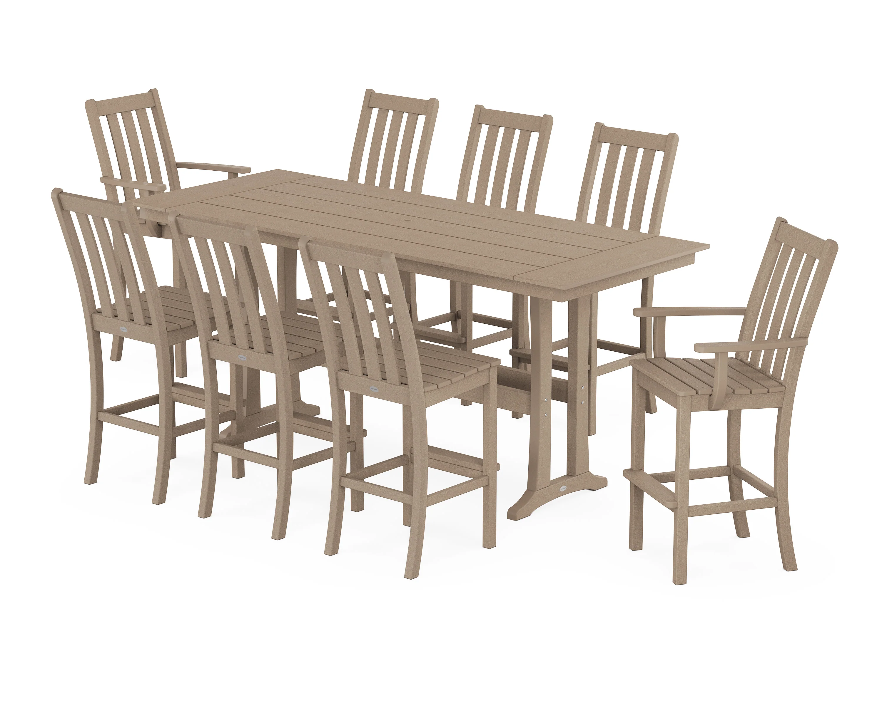 Vineyard 9-Piece Farmhouse Bar Set with Trestle Legs - Image 5