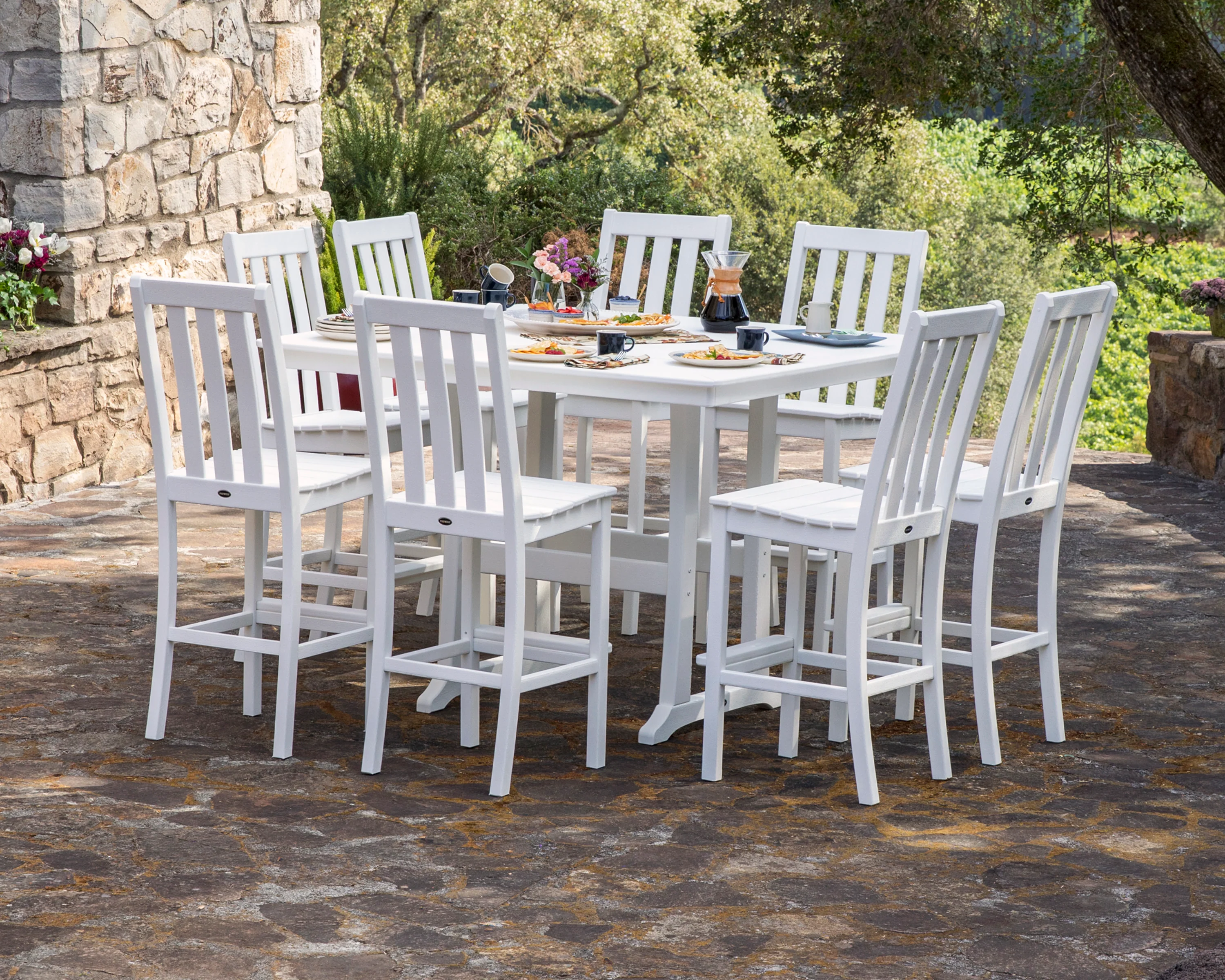 Vineyard 9-Piece Nautical Trestle Bar Set - Image 3