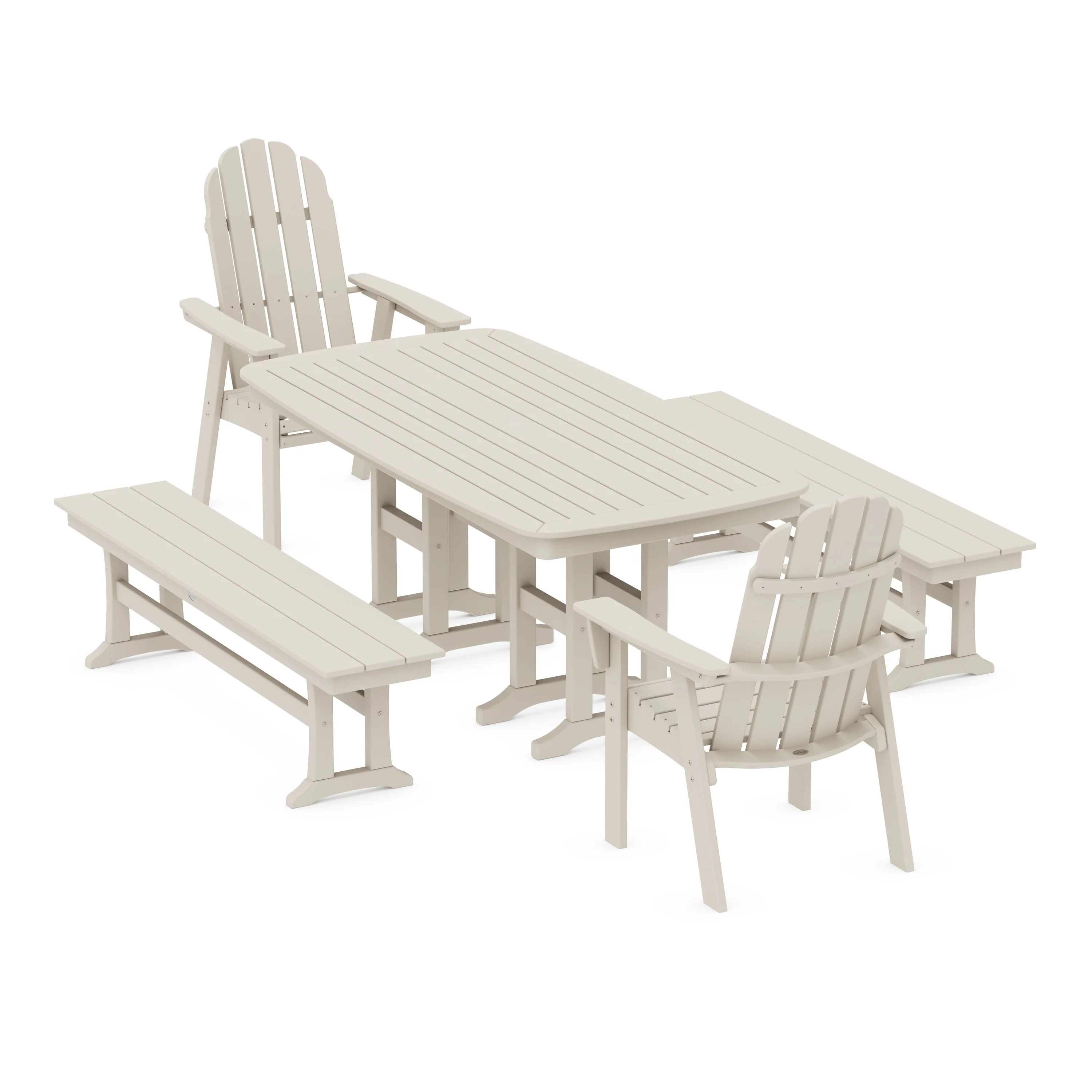 Vineyard Adirondack 5-Piece Dining Set with Benches - Image 10