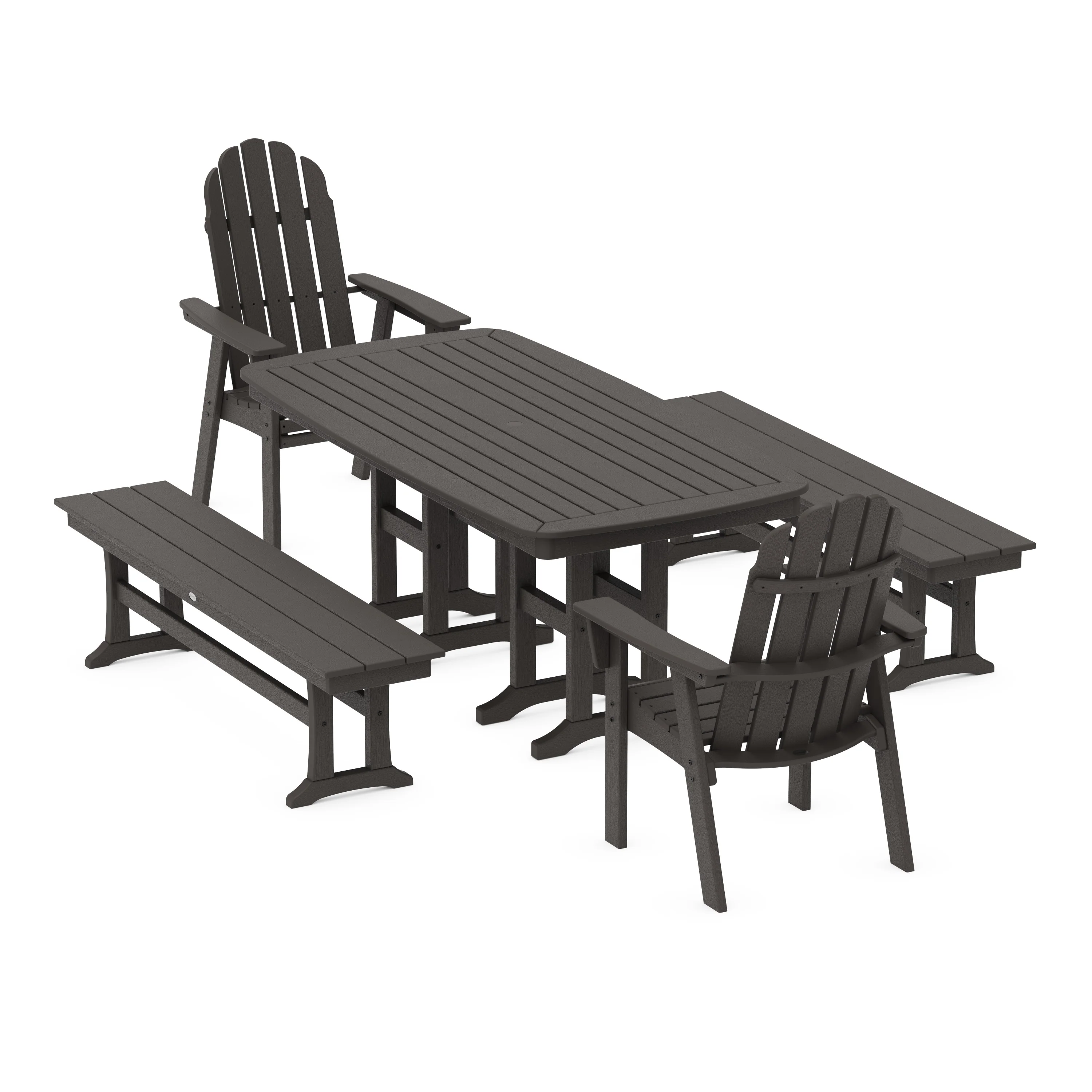 Vineyard Adirondack 5-Piece Dining Set with Benches - Image 11