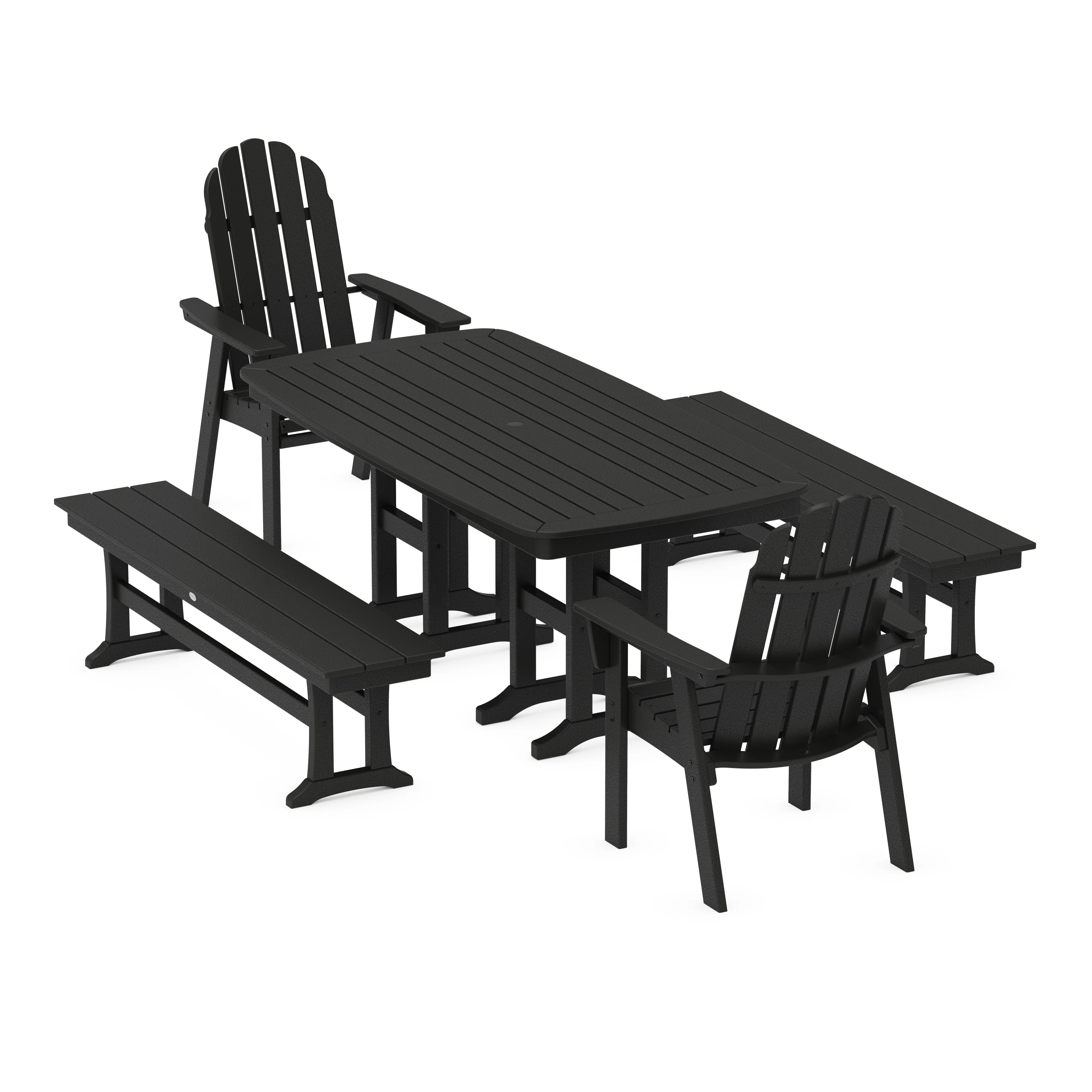 Vineyard Adirondack 5-Piece Dining Set with Benches - Image 12