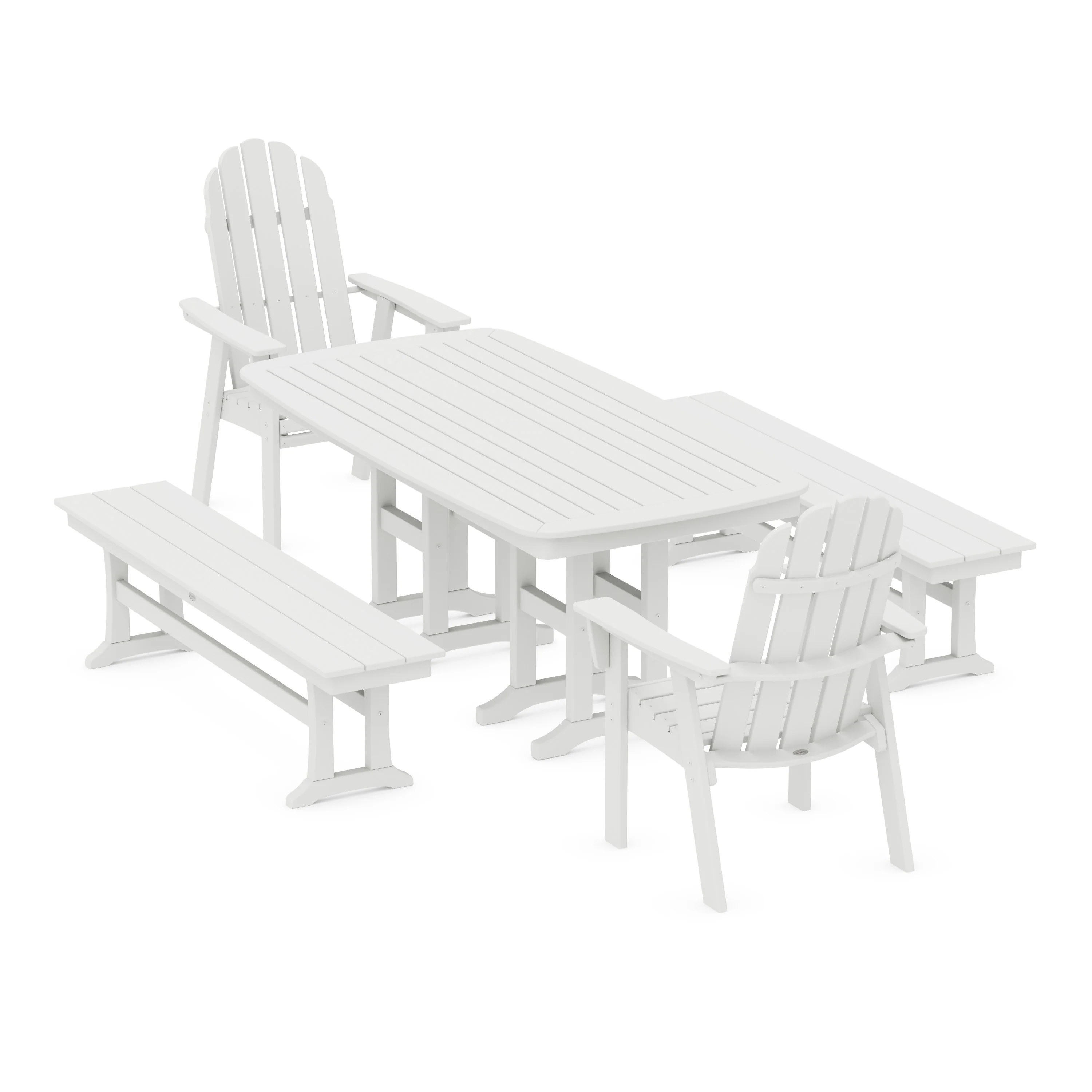 Vineyard Adirondack 5-Piece Dining Set with Benches - Image 6