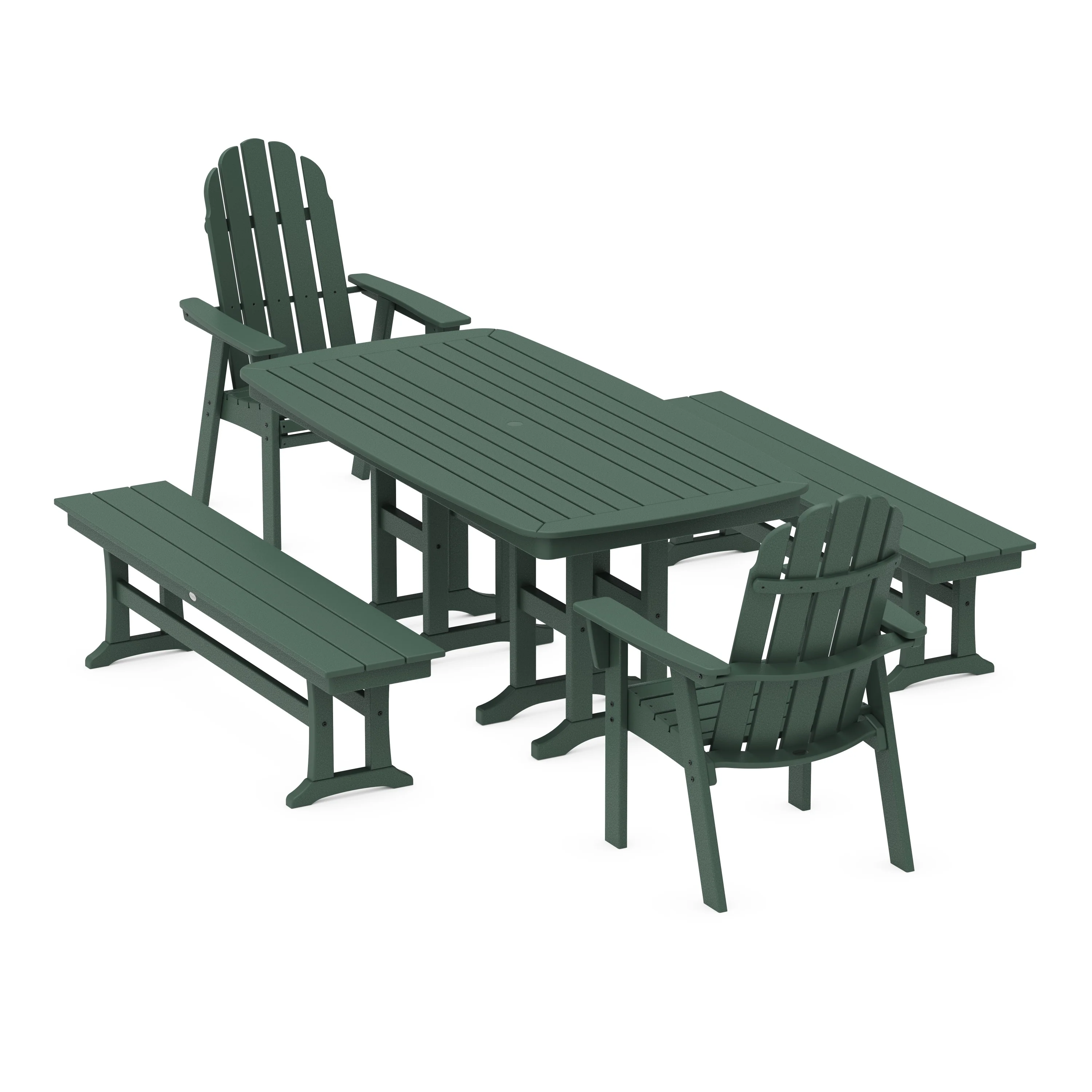 Vineyard Adirondack 5-Piece Dining Set with Benches - Image 8