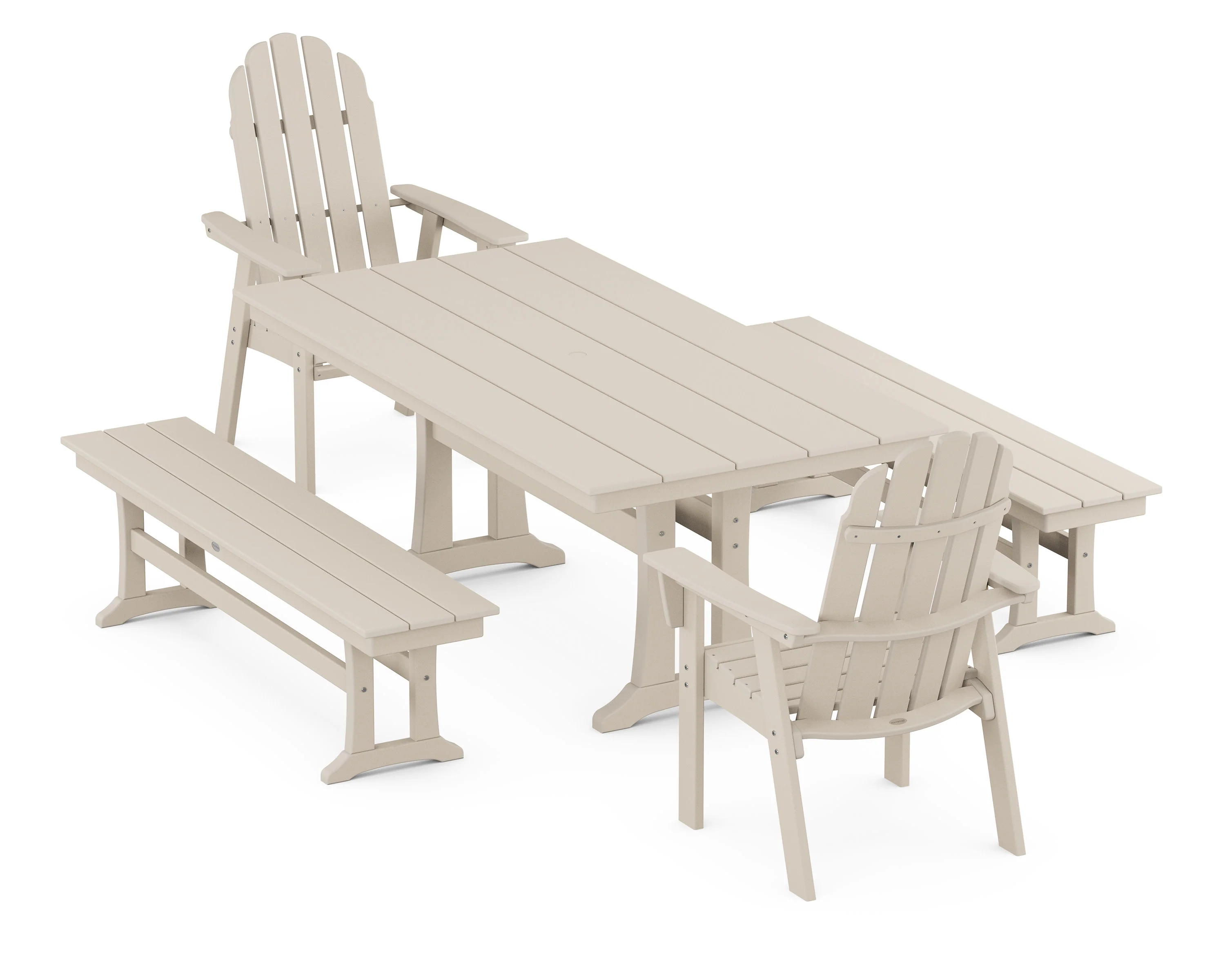 Vineyard Adirondack 5-Piece Farmhouse Dining Set With Trestle Legs - Image 6