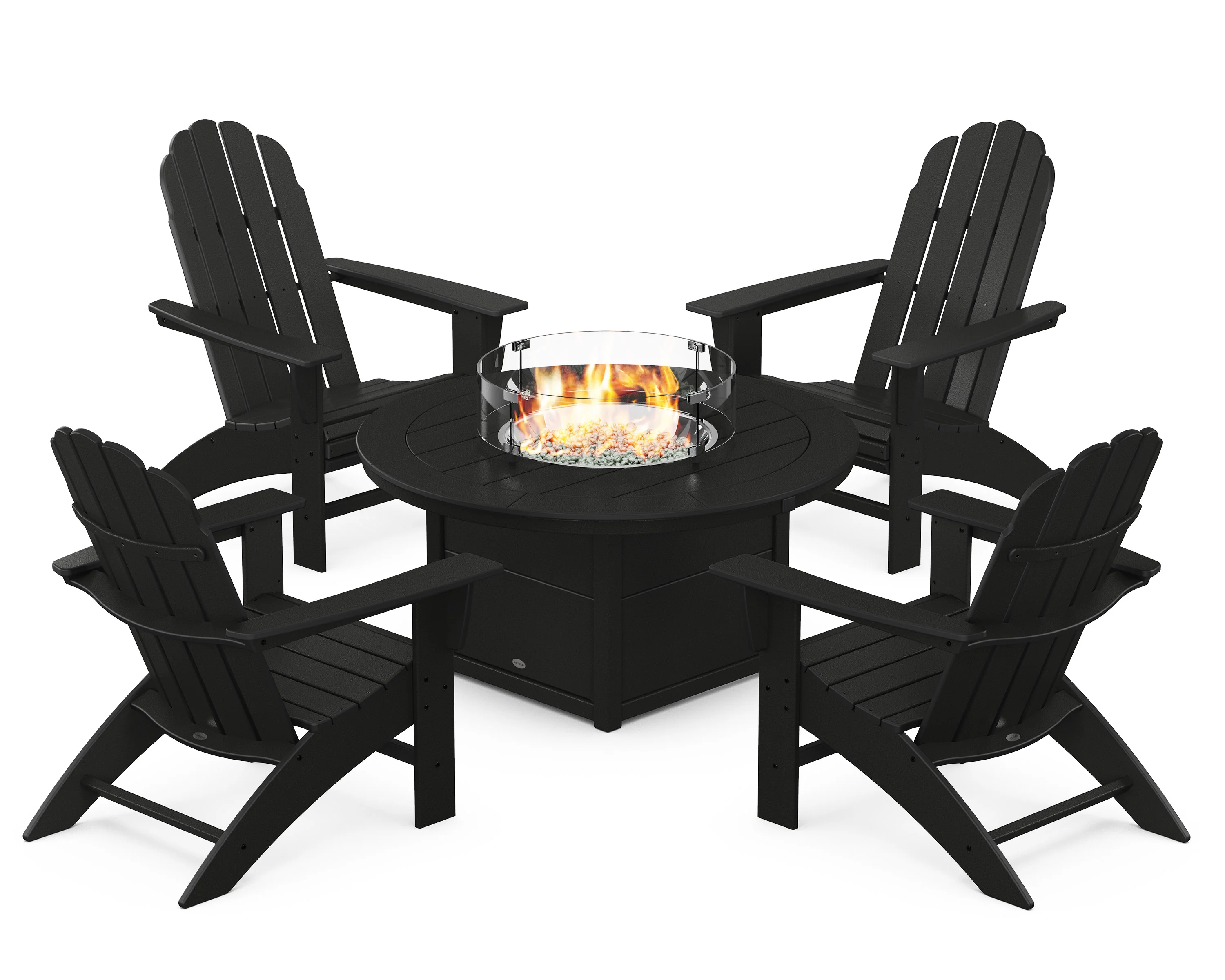 Vineyard Curveback Adirondack 5-Piece Conversation Set with Fire Pit Table - Image 2