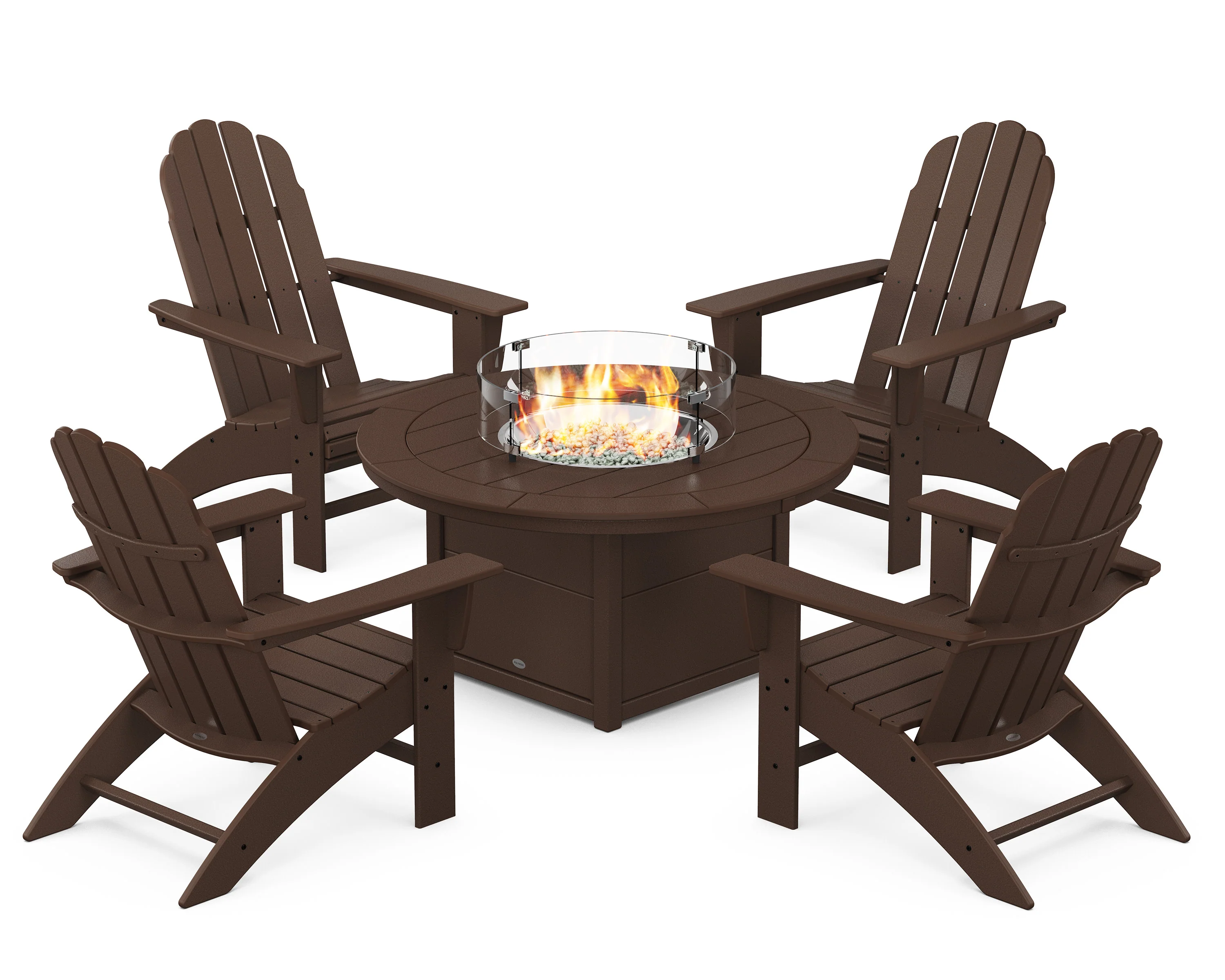 Vineyard Curveback Adirondack 5-Piece Conversation Set with Fire Pit Table - Image 3