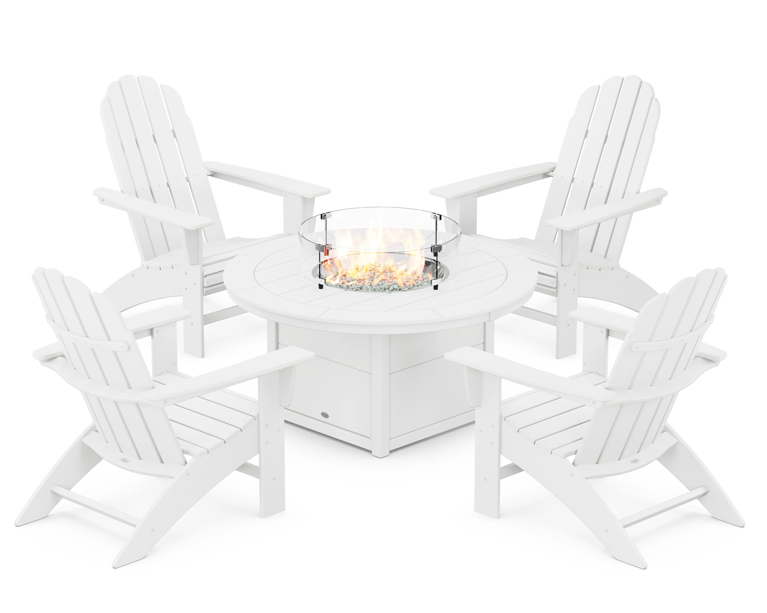 Vineyard Curveback Adirondack 5-Piece Conversation Set with Fire Pit Table - Image 4