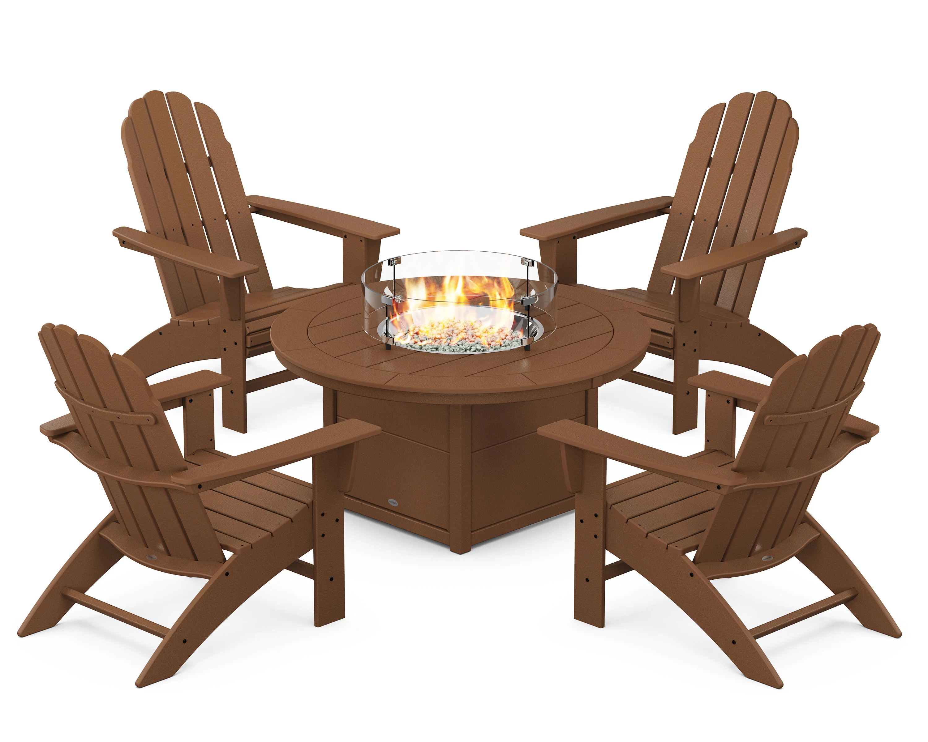 Vineyard Curveback Adirondack 5-Piece Conversation Set with Fire Pit Table - Image 5