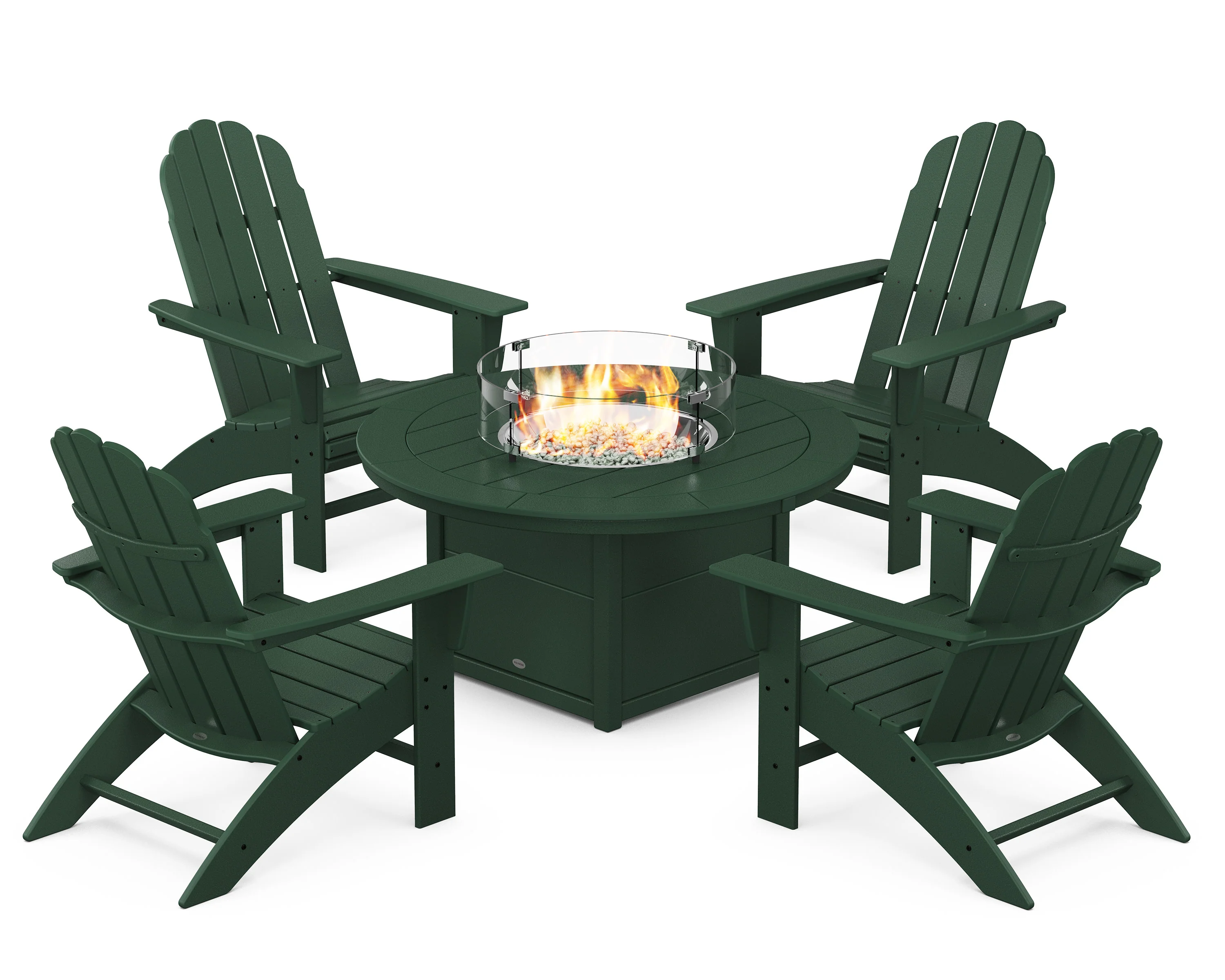 Vineyard Curveback Adirondack 5-Piece Conversation Set with Fire Pit Table - Image 7