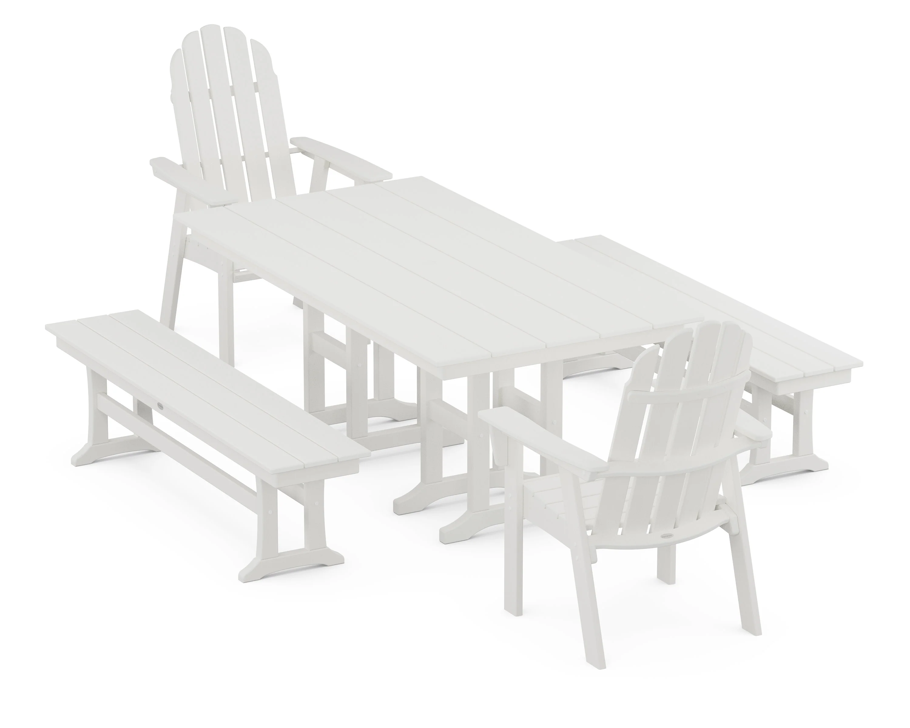 Vineyard Curveback Adirondack 5-Piece Farmhouse Dining Set with Benches - Image 7